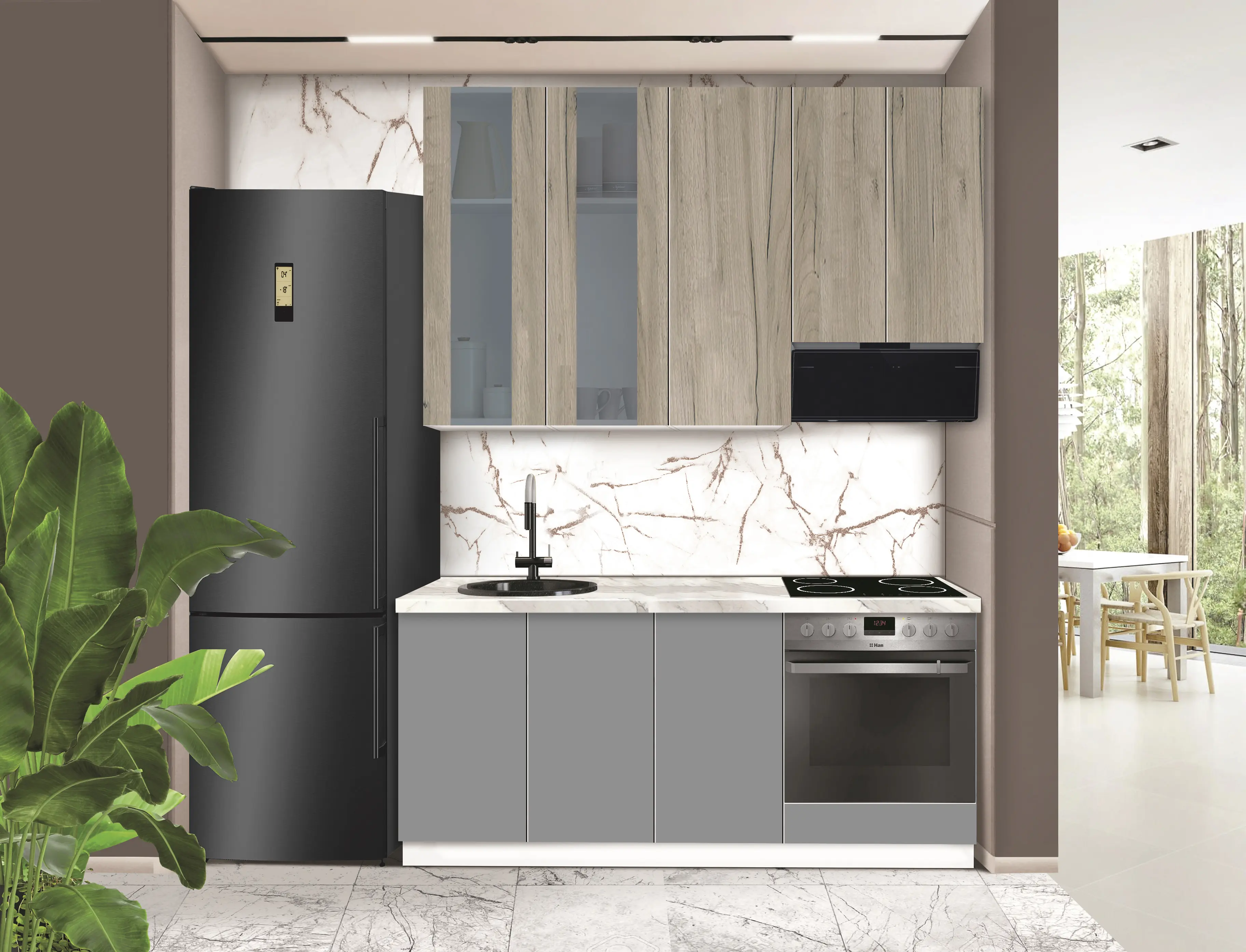 Модульная кухня Modern Dolce Vita Витрина 1 H110 1.8m - 8