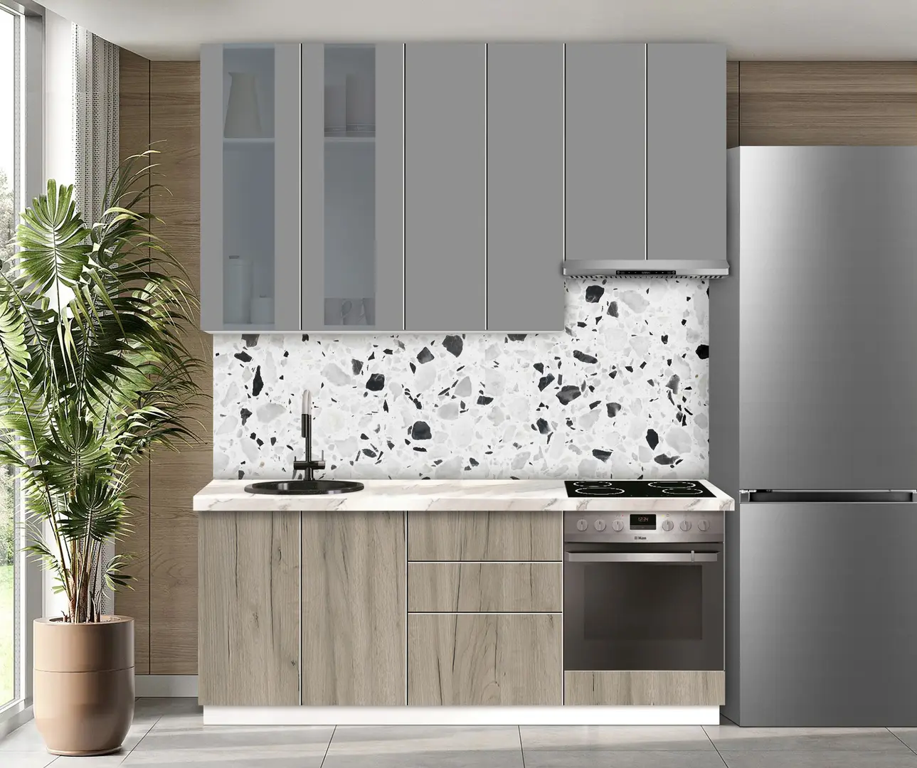 Модульная кухня Modern Dolce Vita Витрина 1 H110 2.0m - 9