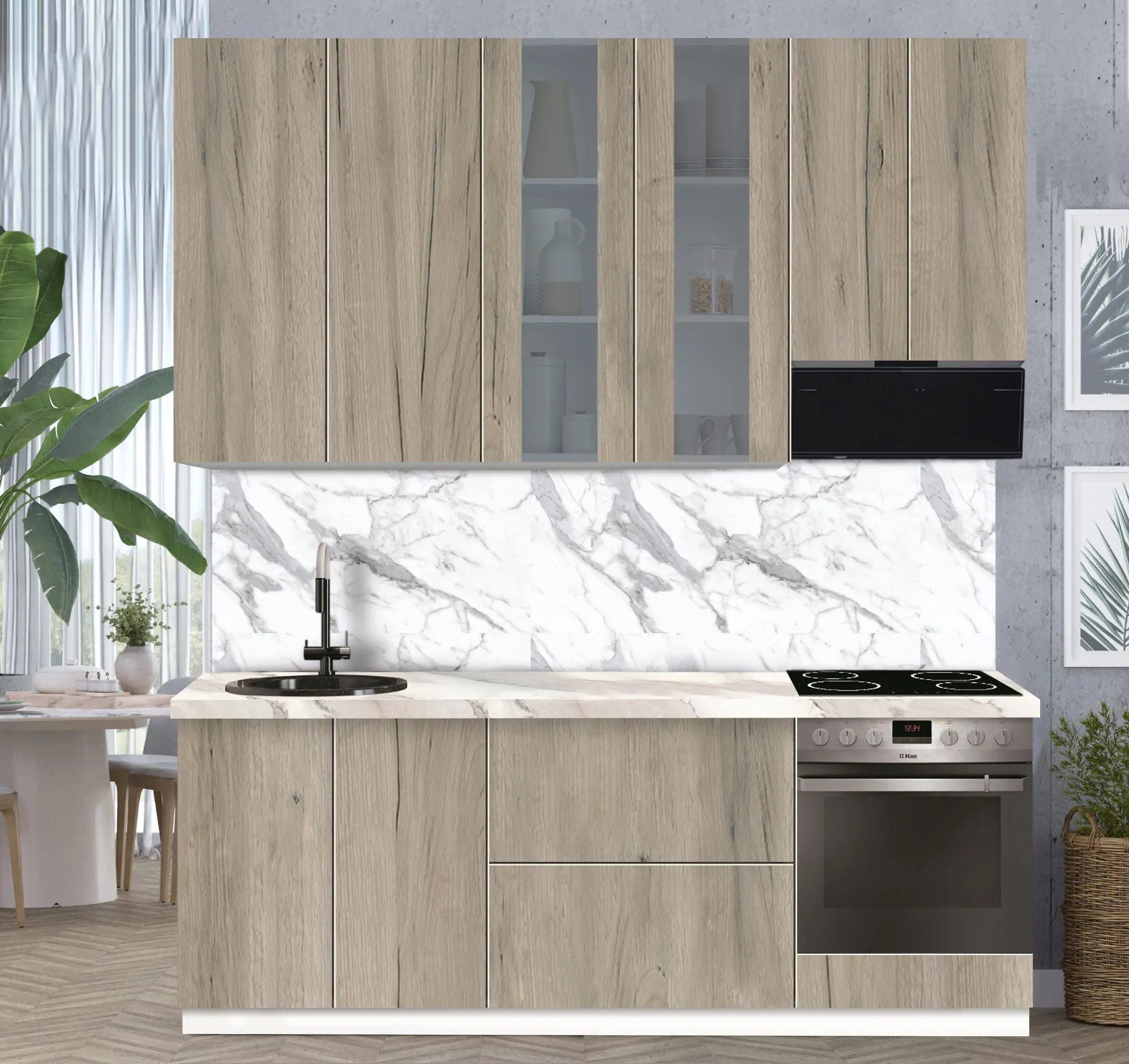 Модульная кухня Modern Dolce Vita Витрина 1 H110 2.2m - 11