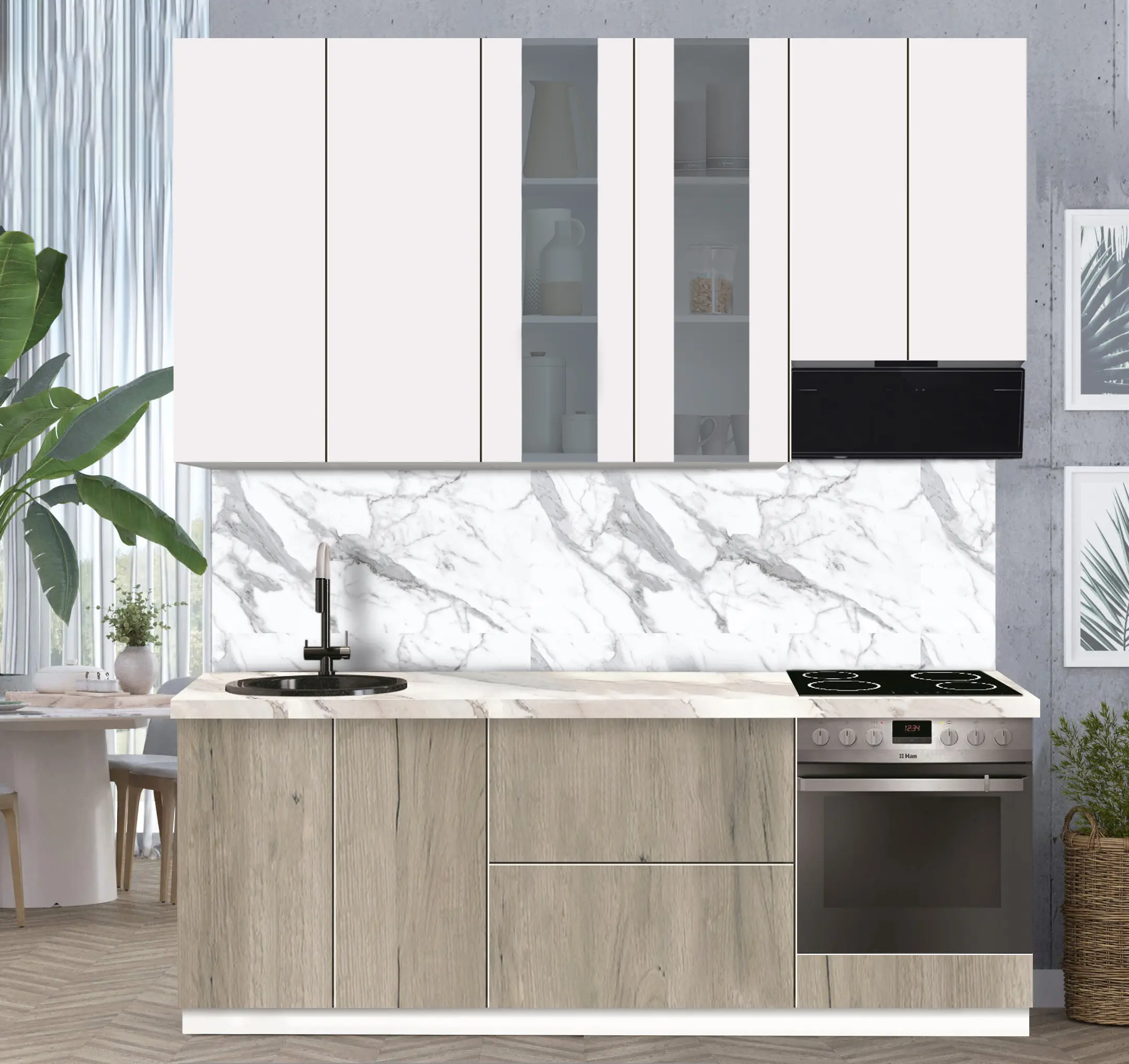 Модульная кухня Modern Dolce Vita Витрина 1 H110 2.2m - 7