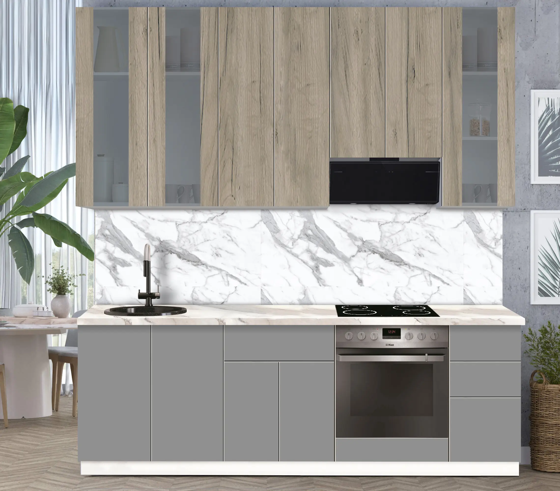 Bucatarie modulara Modern Dolce Vita Vitrina 1 H110 2.4m - 7