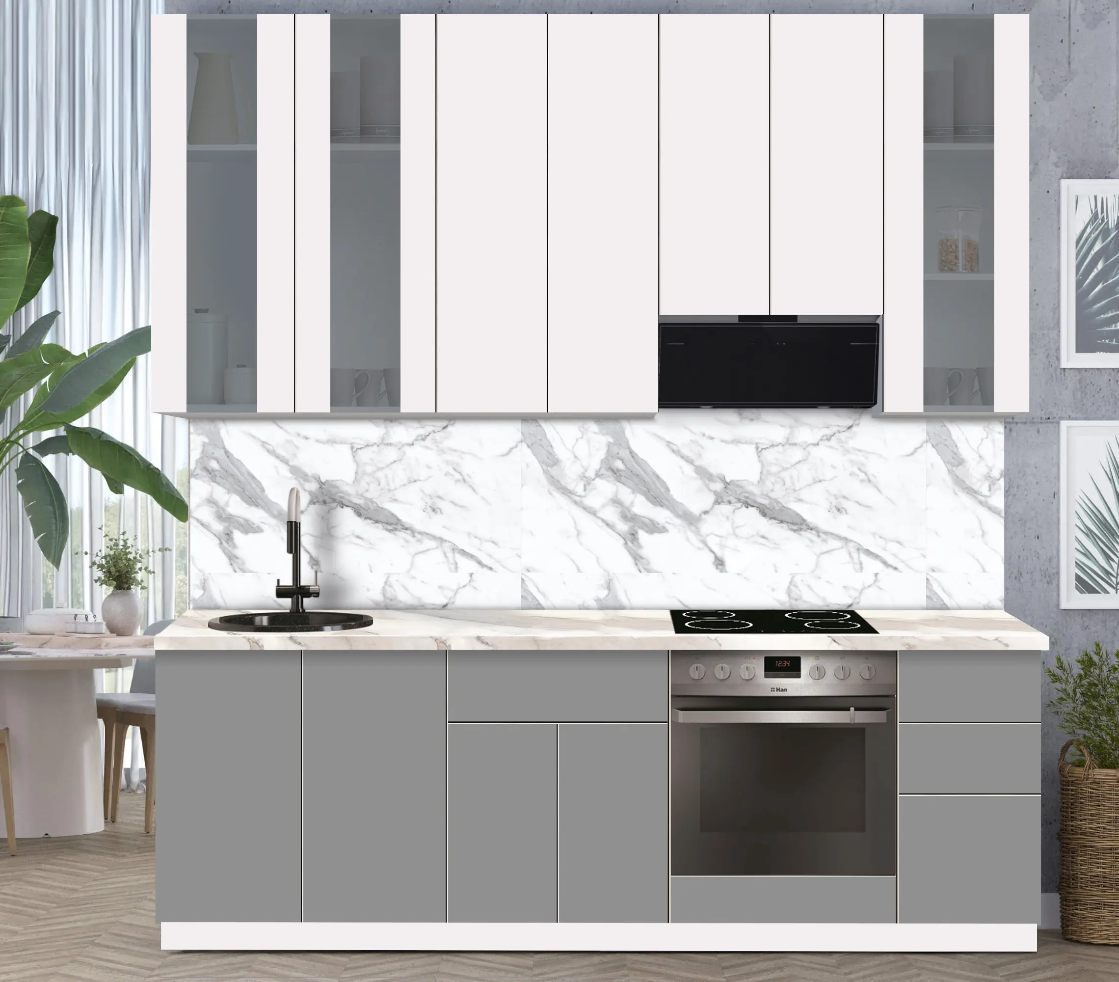 Bucatarie modulara Modern Dolce Vita Vitrina 1 H110 2.4m - 9