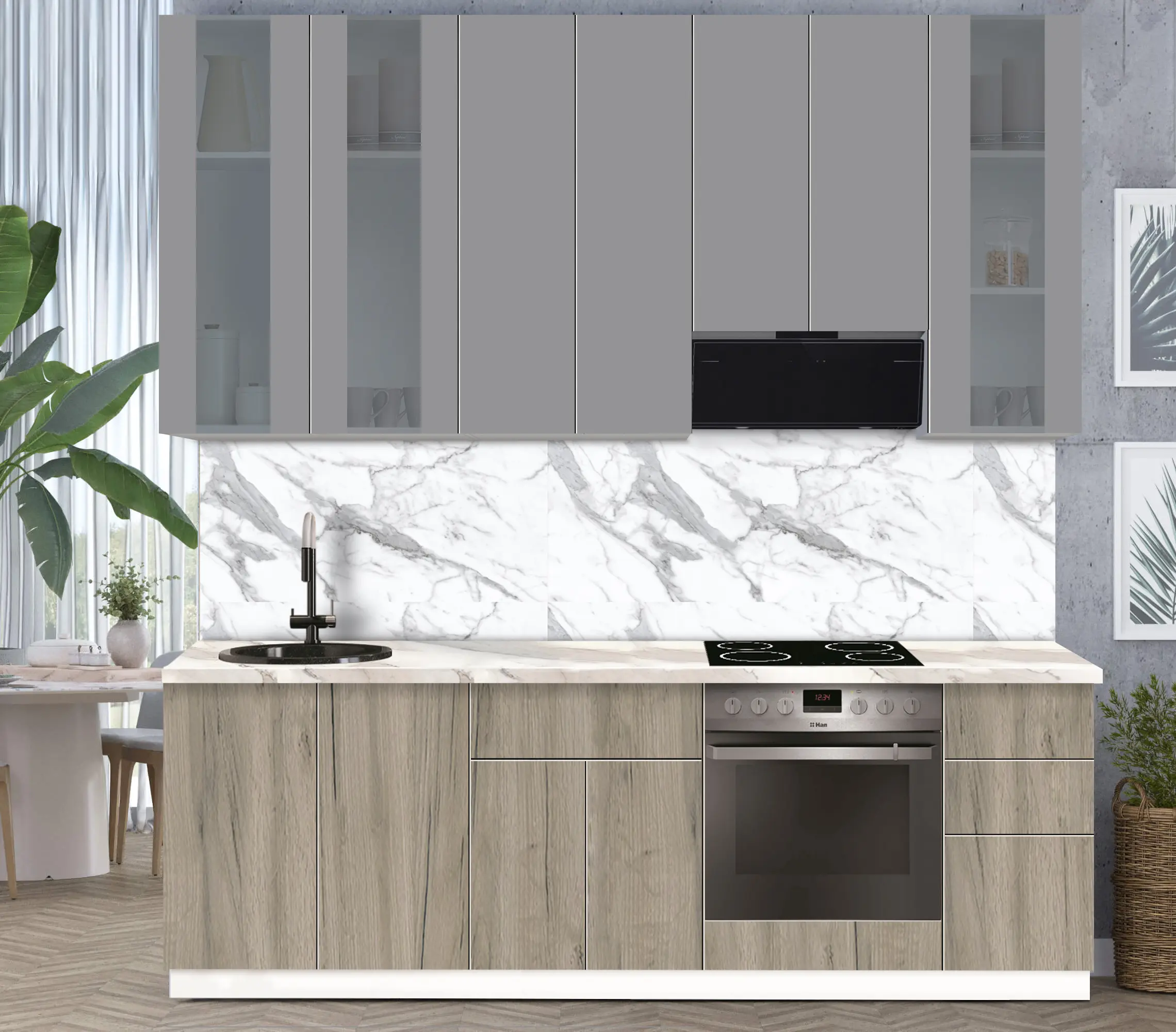 Bucatarie modulara Modern Dolce Vita Vitrina 1 H110 2.4m - 10