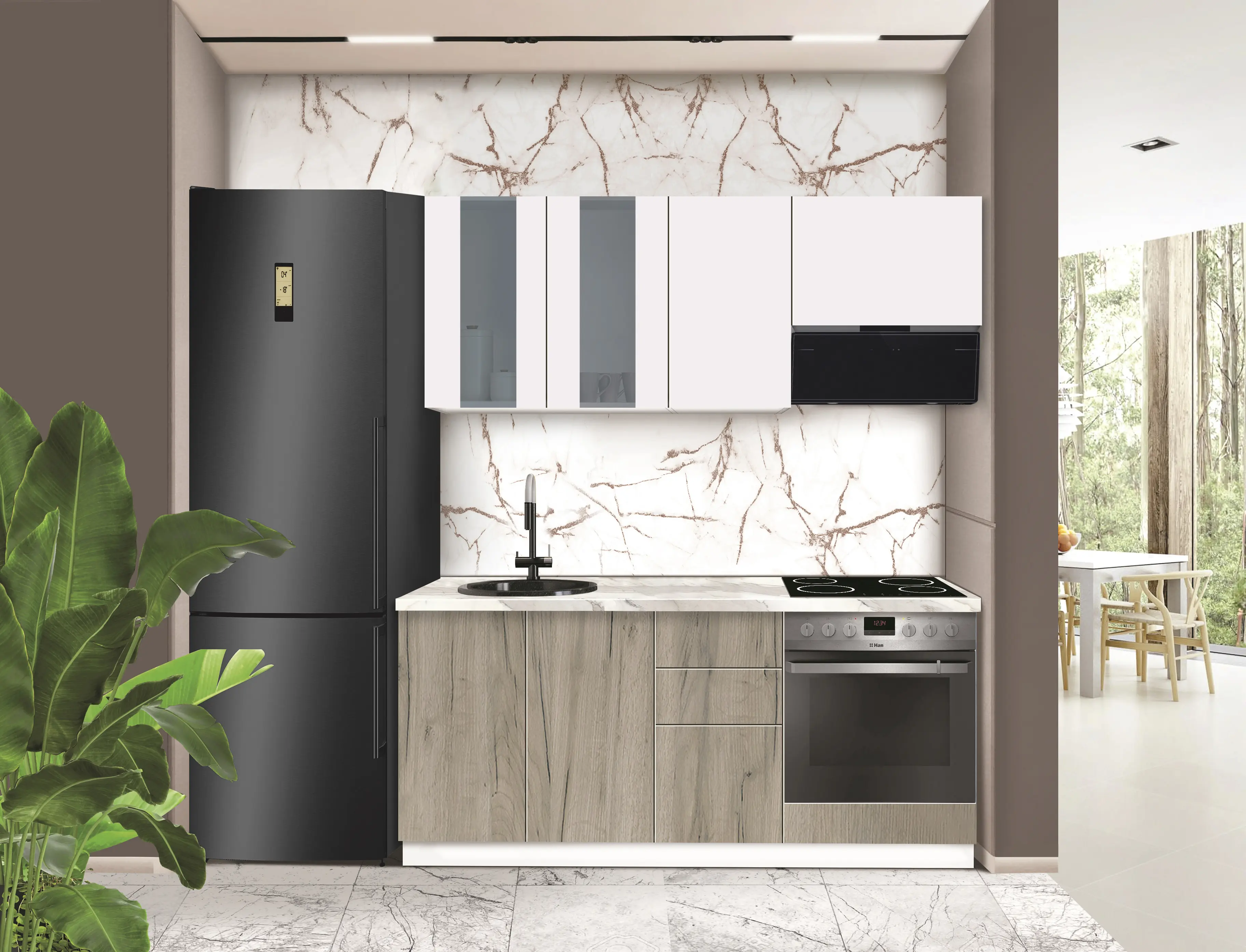 Bucatarie modulara Modern Dolce Vita Vitrina 1 H68 1.8m - 7