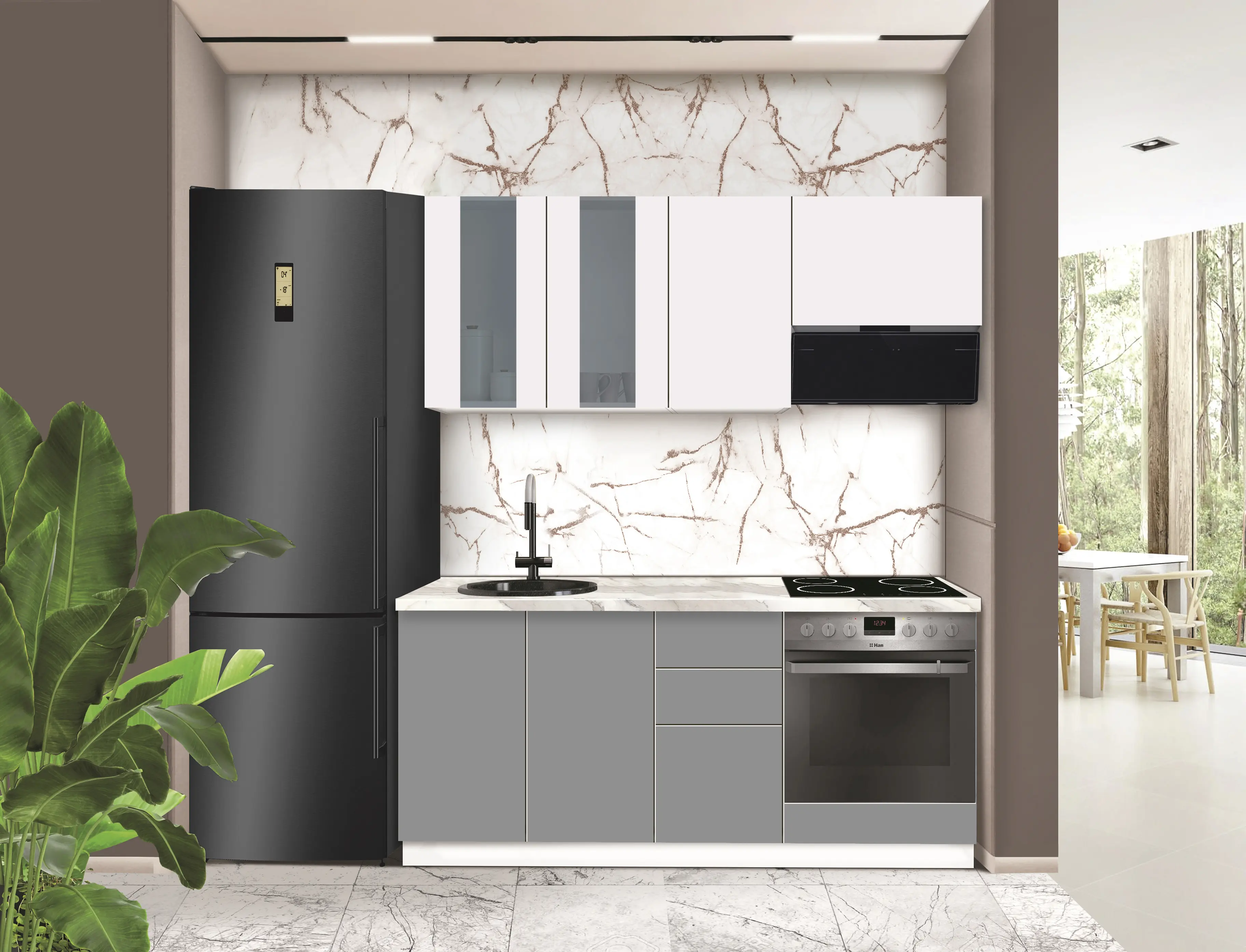 Bucatarie modulara Modern Dolce Vita Vitrina 1 H68 1.8m - 8