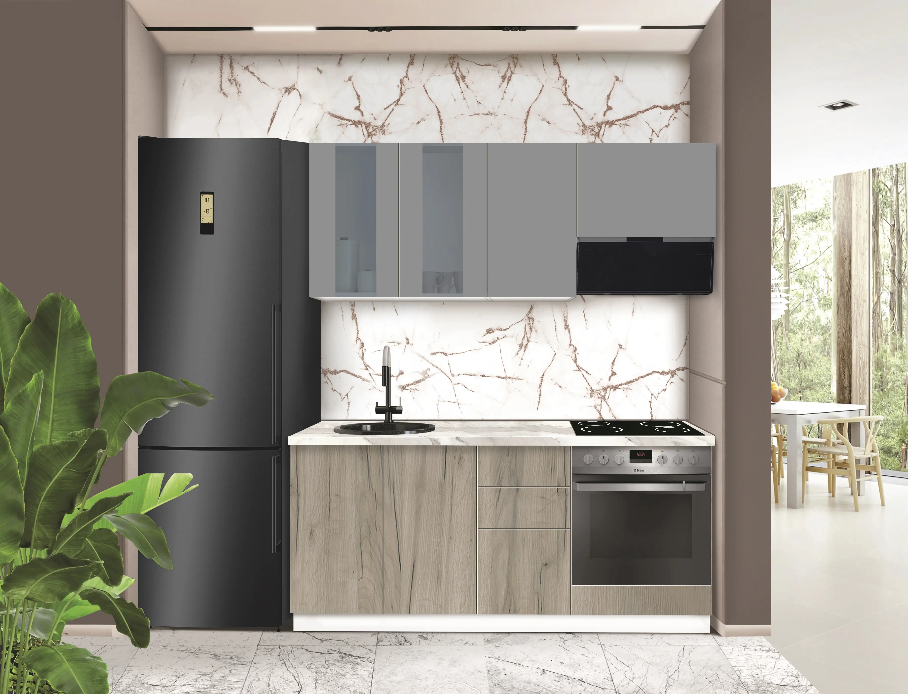 Bucatarie modulara Modern Dolce Vita Vitrina 1 H68 1.8m - 9