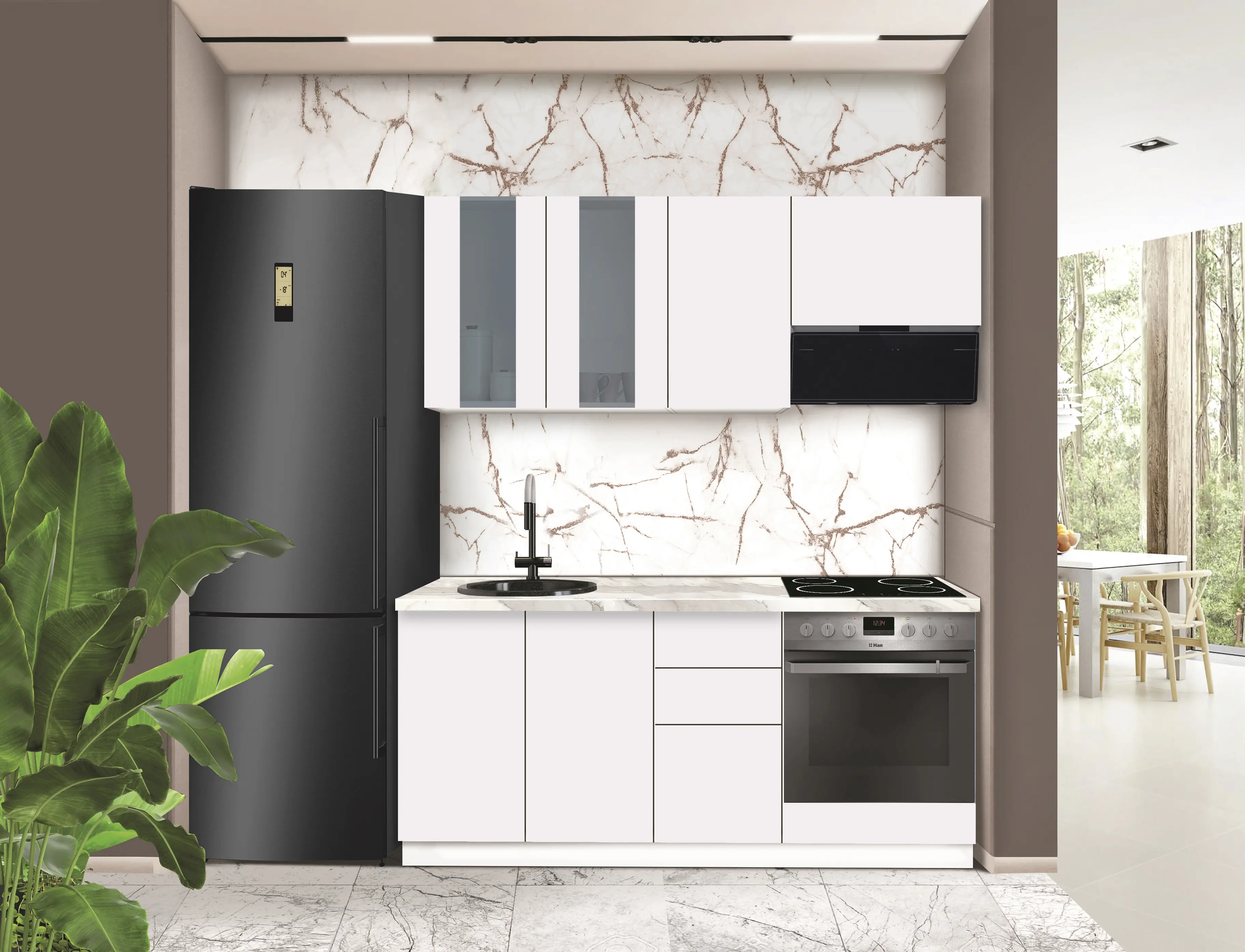 Bucatarie modulara Modern Dolce Vita Vitrina 1 H68 1.8m - 10