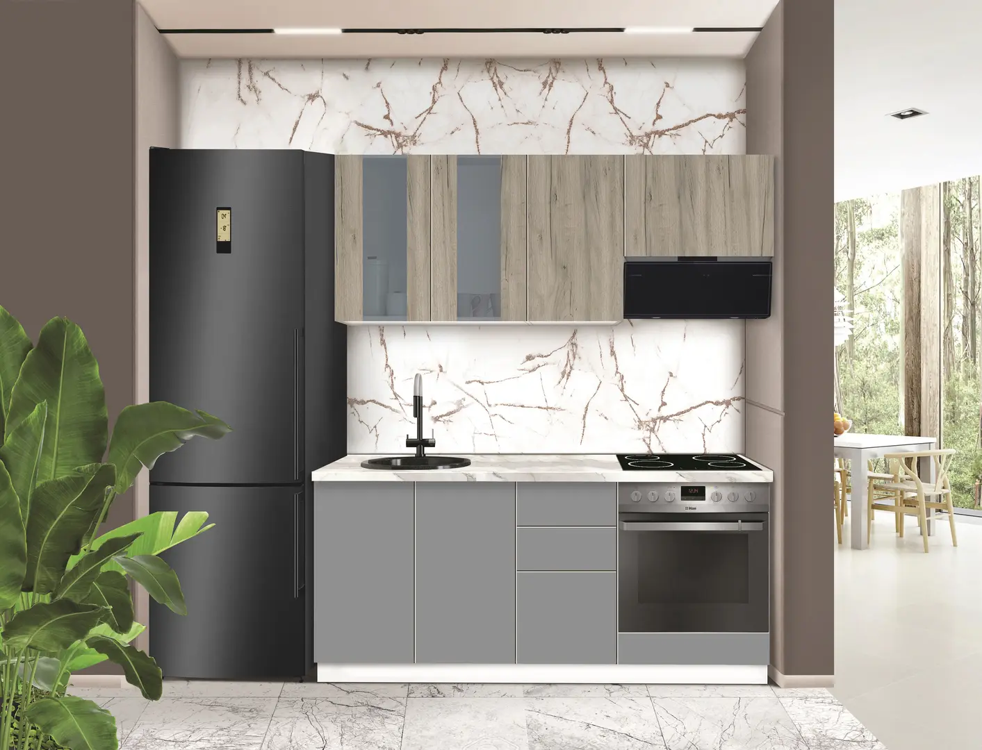 Bucatarie modulara Modern Dolce Vita Vitrina 1 H68 1.8m