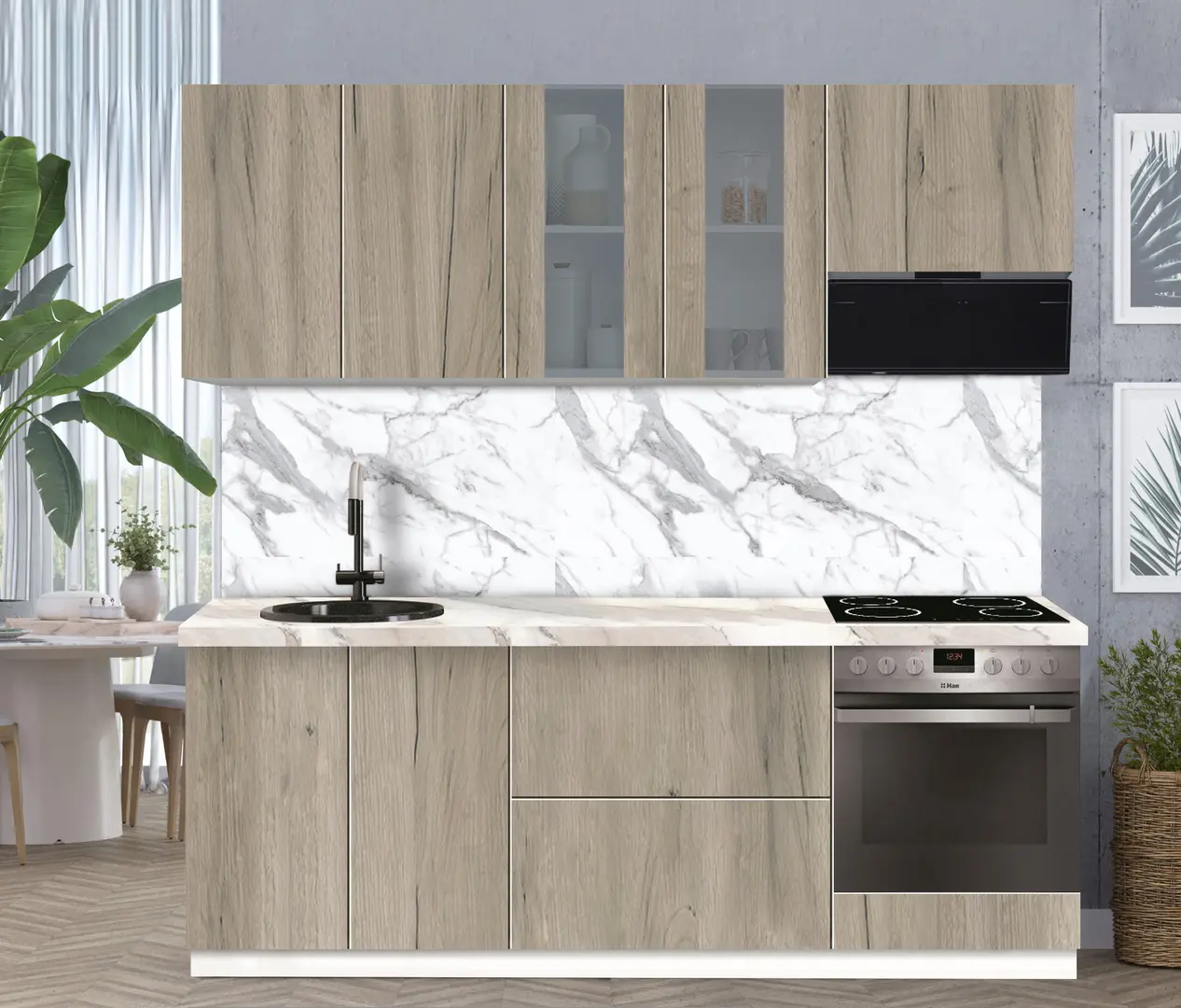 Модульная кухня Modern Dolce Vita Витрина 1 H68 2.2m