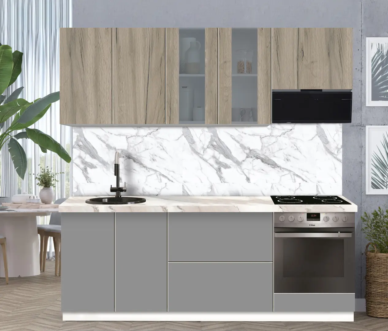 Модульная кухня Modern Dolce Vita Витрина 1 H68 2.2m