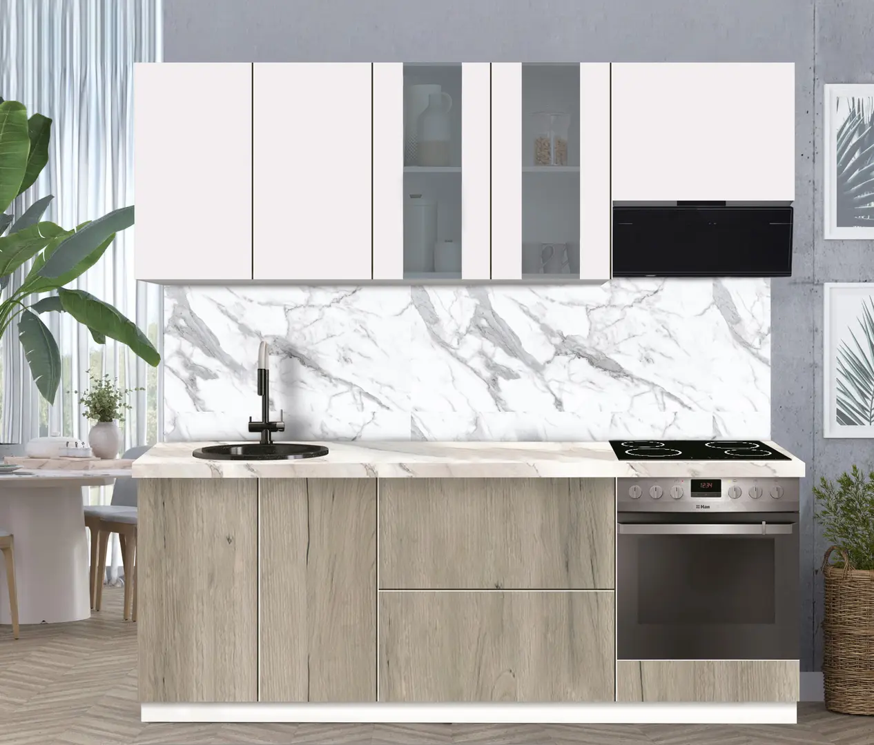 Модульная кухня Modern Dolce Vita Витрина 1 H68 2.2m