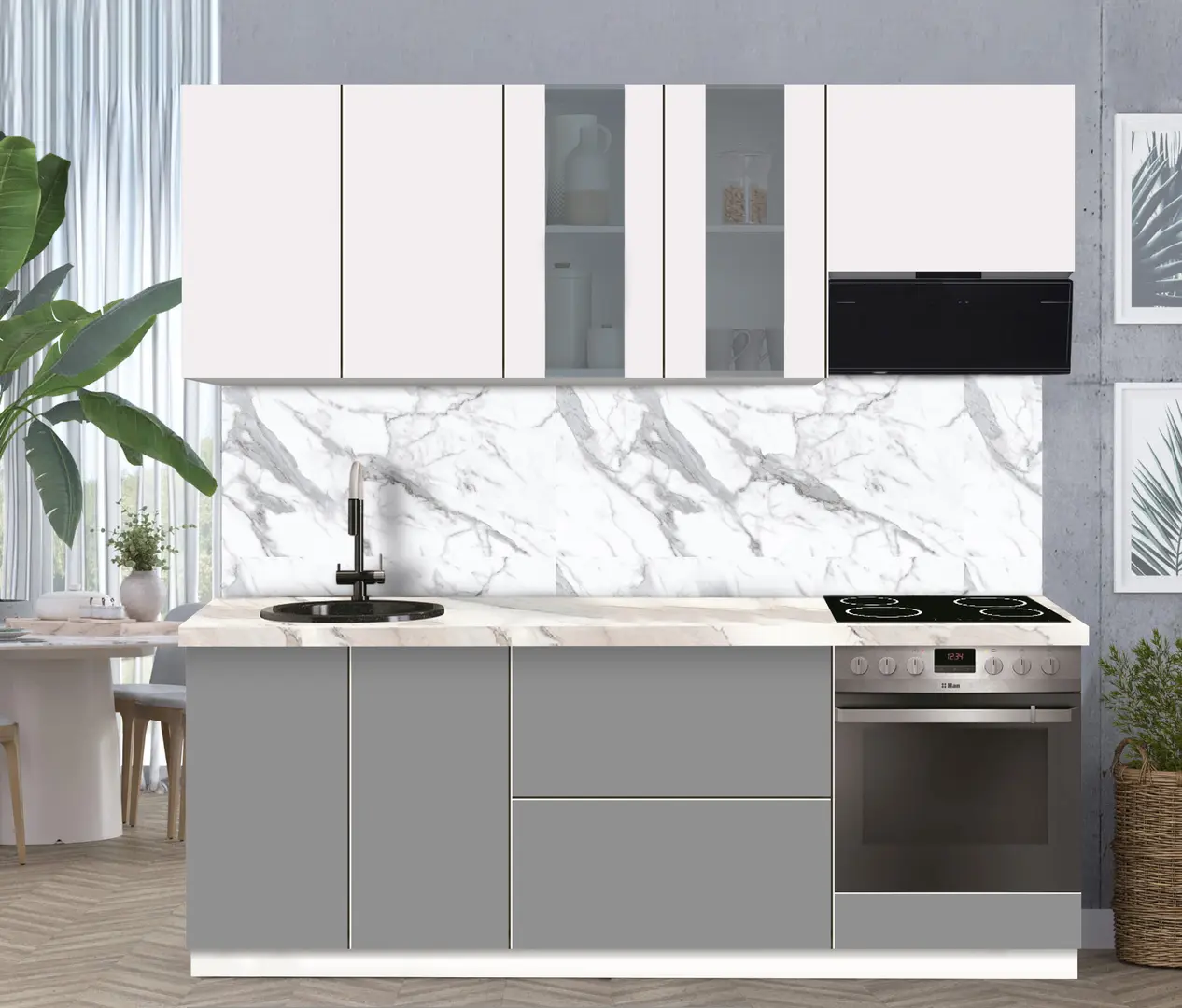 Модульная кухня Modern Dolce Vita Витрина 1 H68 2.2m