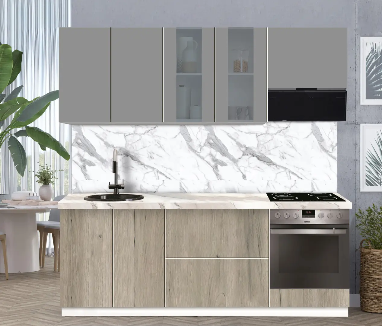 Модульная кухня Modern Dolce Vita Витрина 1 H68 2.2m