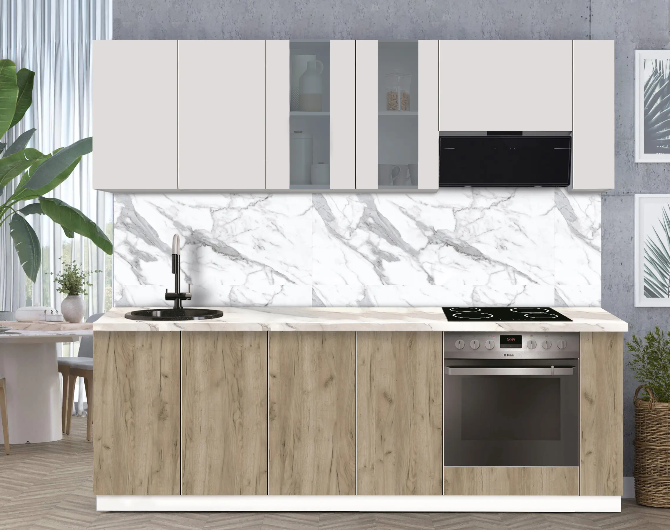 Модульная кухня Modern Dolce Vita Витрина 1 H68 2.4m