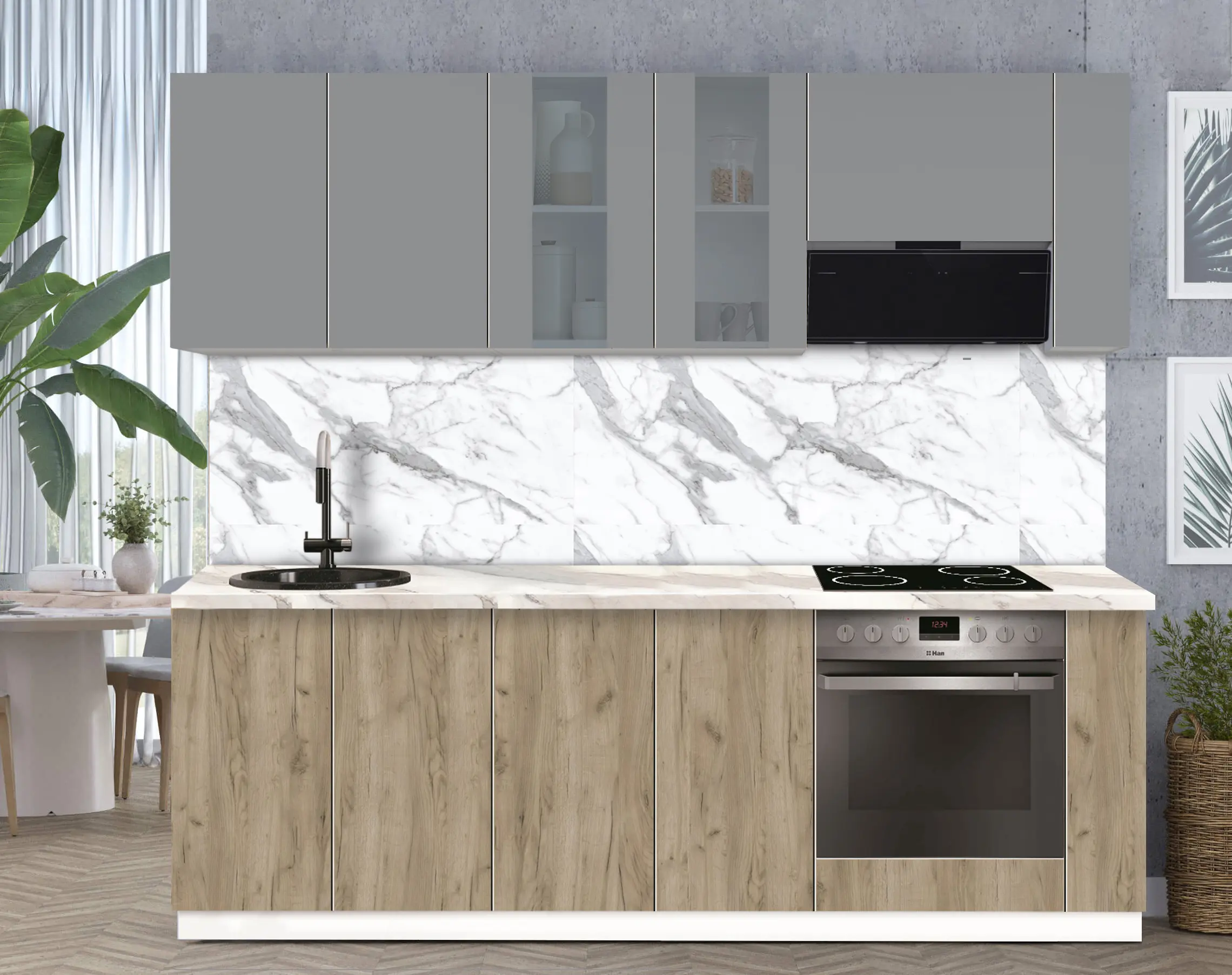 Модульная кухня Modern Dolce Vita Витрина 1 H68 2.4m