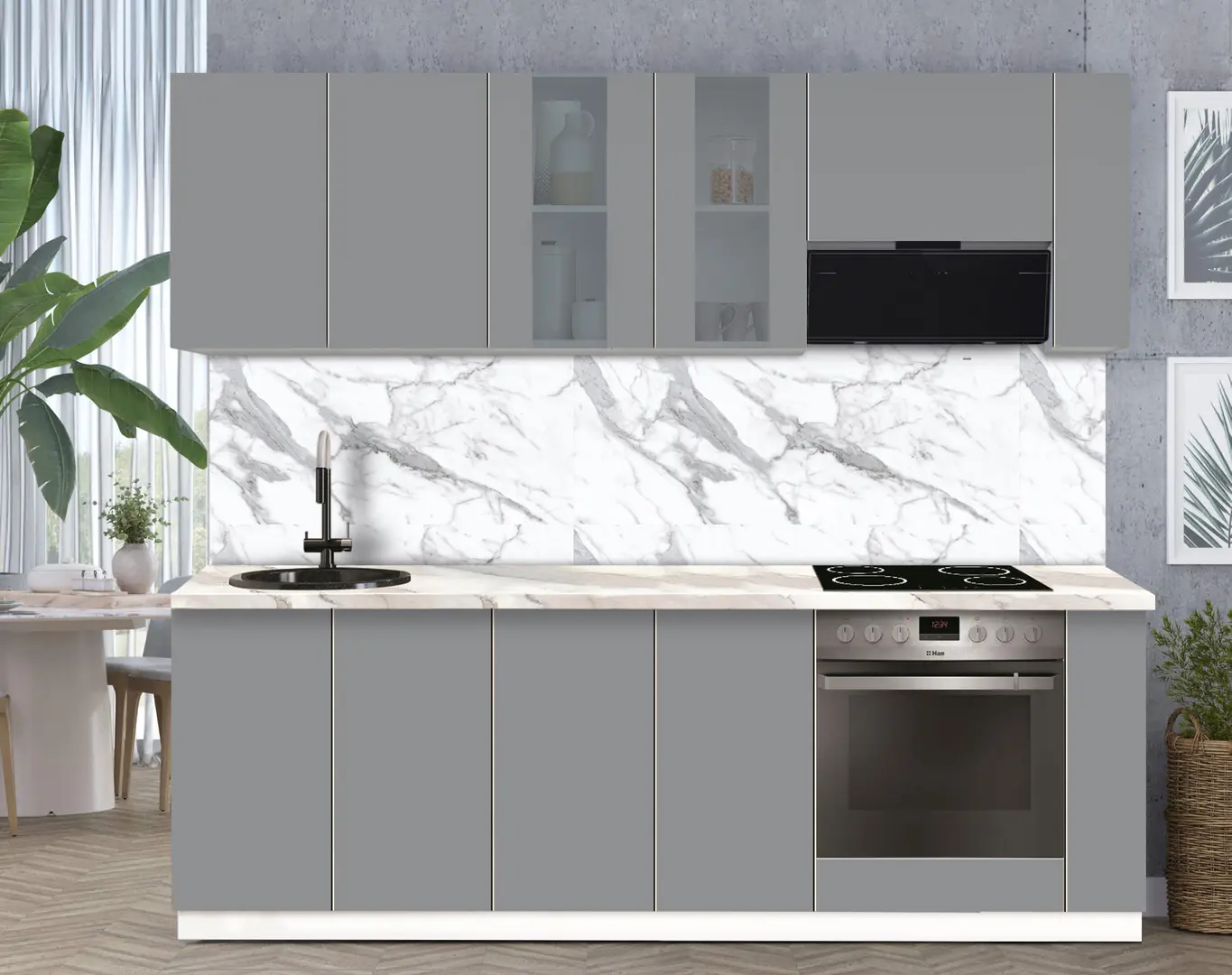 Модульная кухня Modern Dolce Vita Витрина 1 H68 2.4m