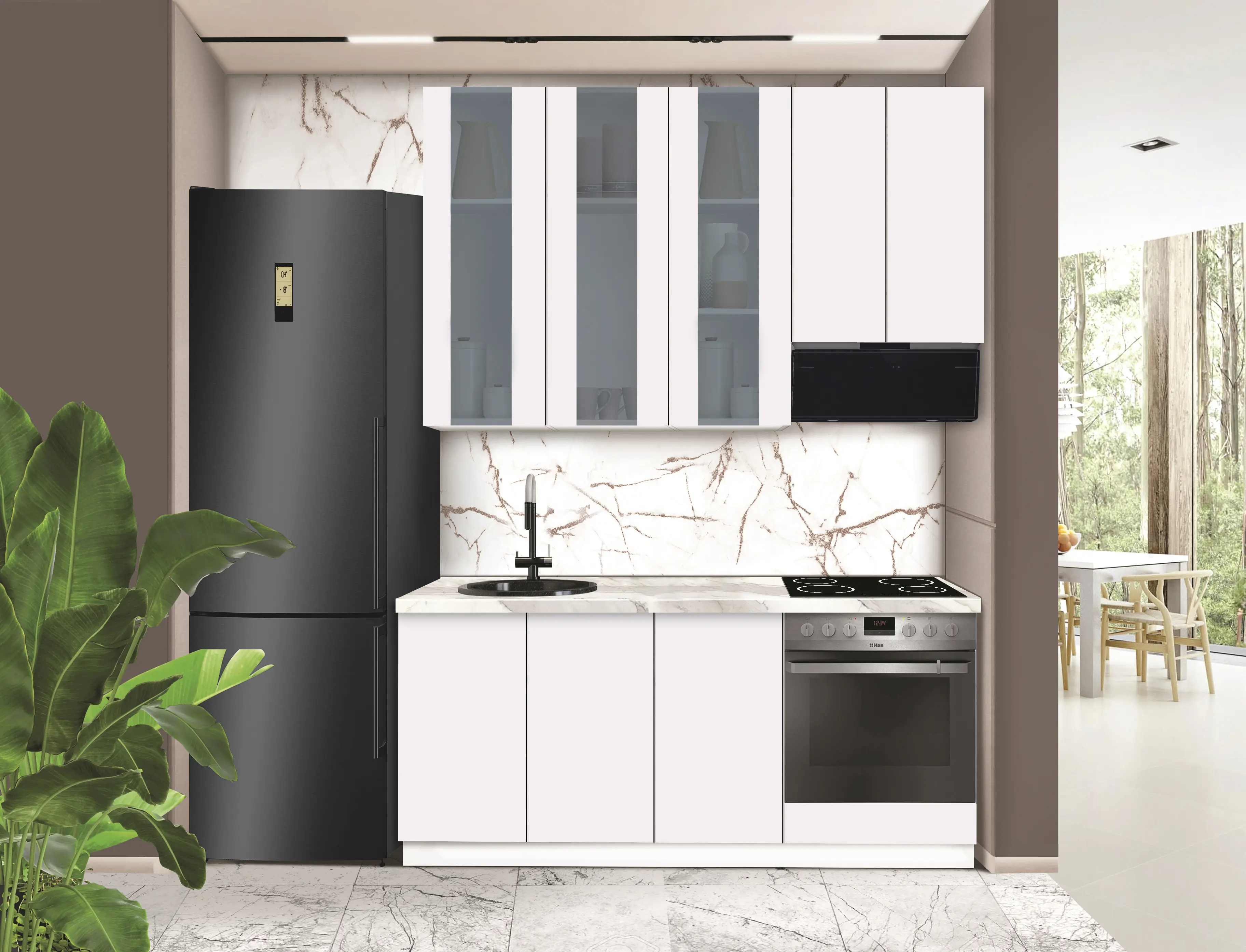 Bucatarie modulara Modern Dolce Vita Vitrina 2 H110 1.8m - 10