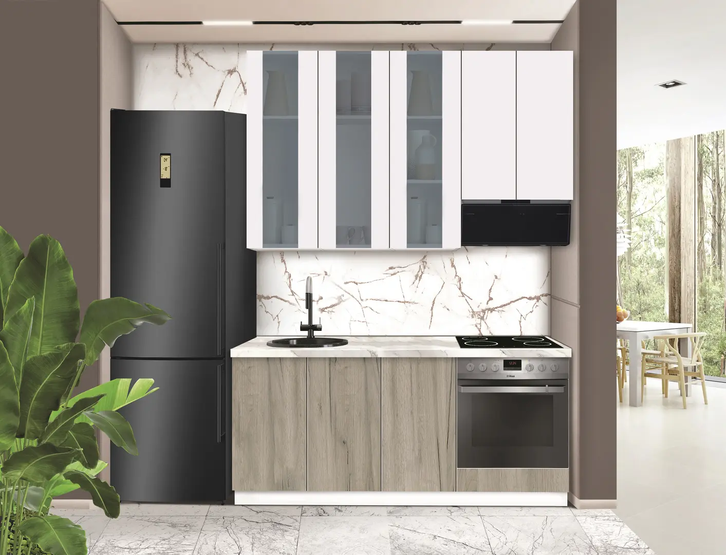 Bucatarie modulara Modern Dolce Vita Vitrina 2 H110 1.8m