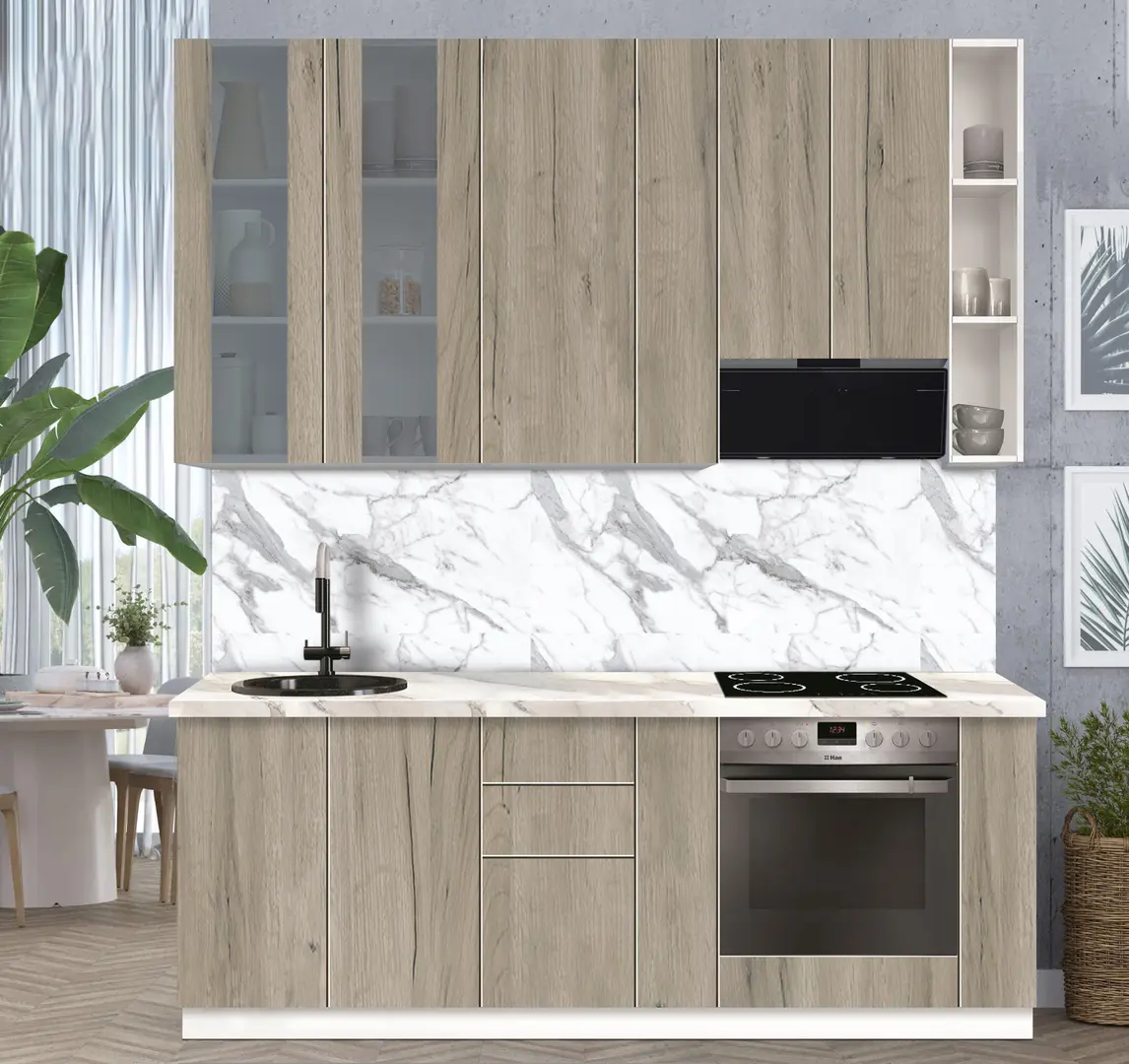 Модульная кухня Modern Dolce Vita Витрина 2 H110 2.2m - 11