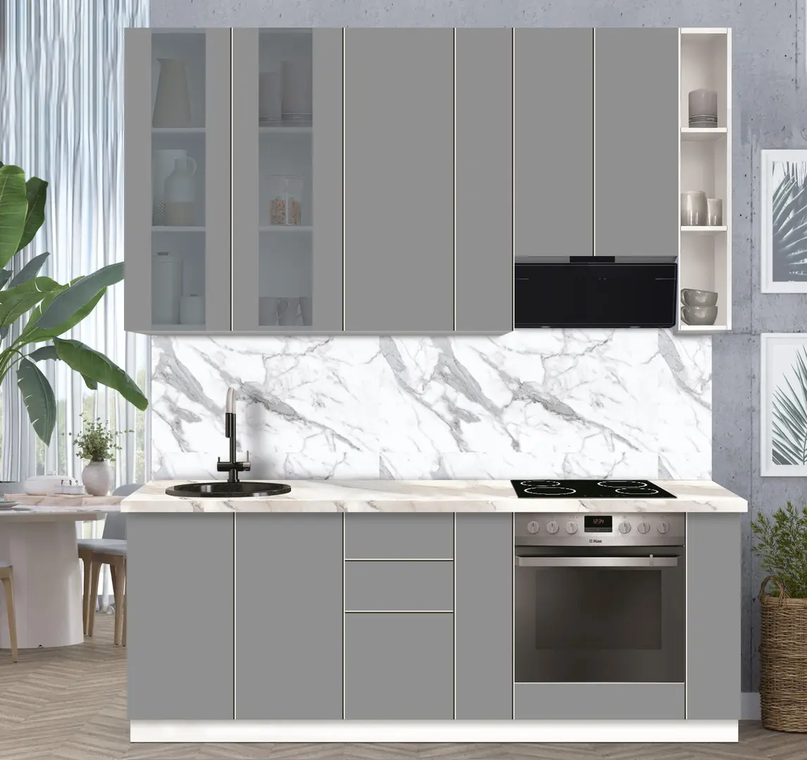 Модульная кухня Modern Dolce Vita Витрина 2 H110 2.2m - 6