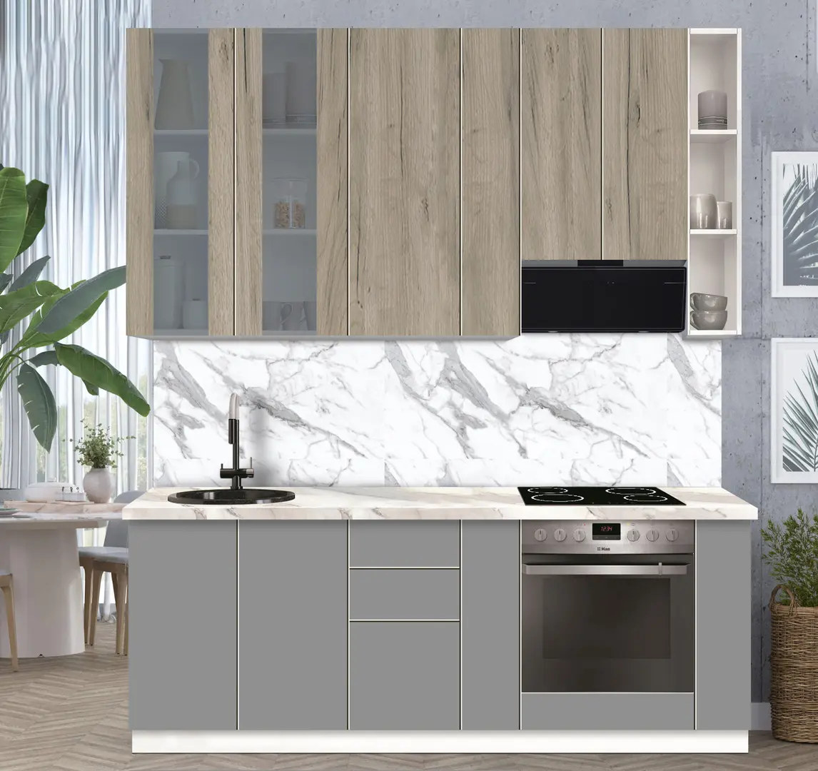 Модульная кухня Modern Dolce Vita Витрина 2 H110 2.2m - 7