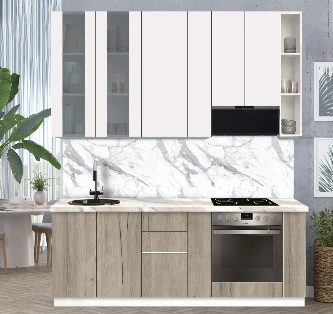 Модульная кухня Modern Dolce Vita Витрина 2 H110 2.2m - 8