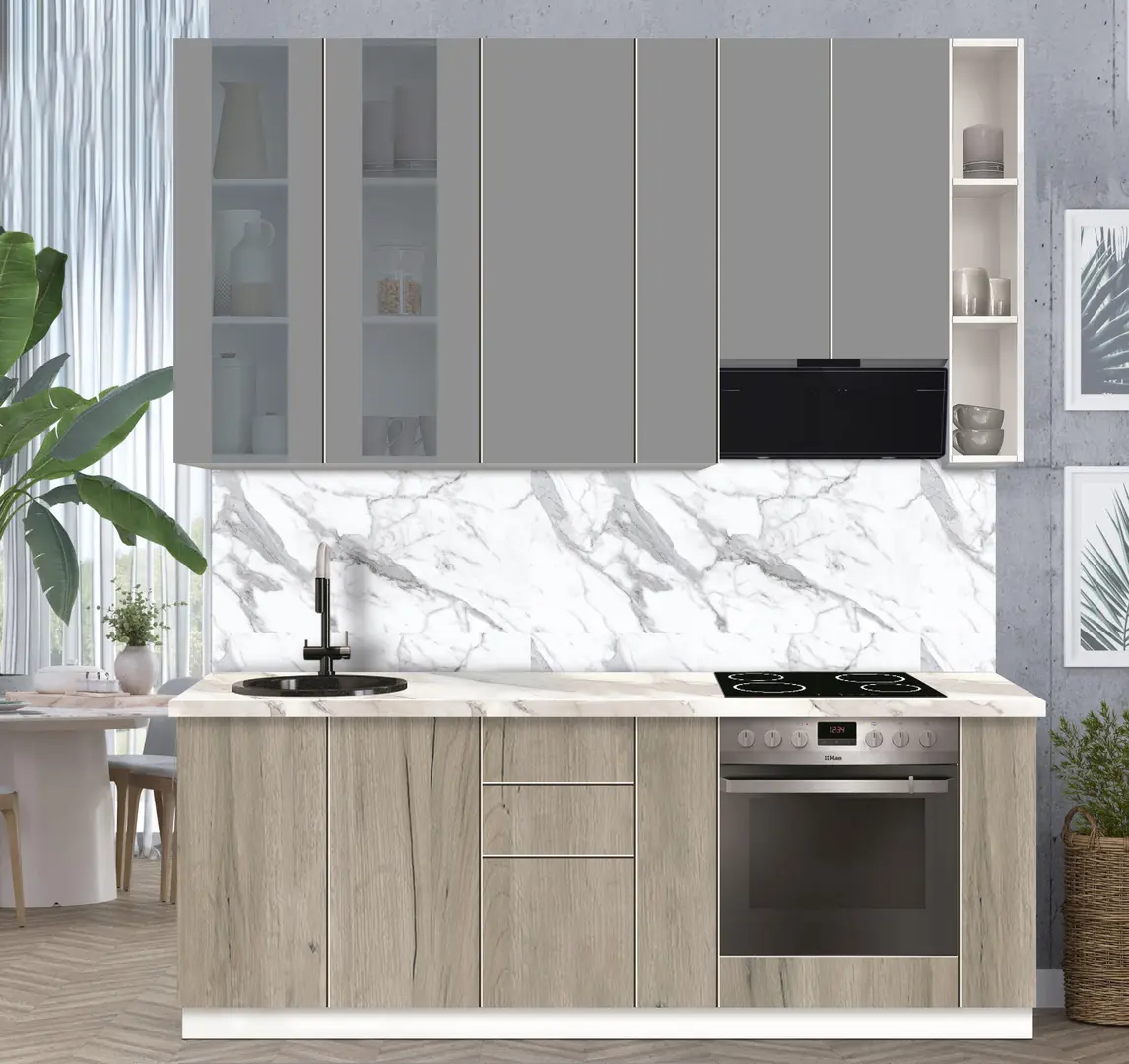 Модульная кухня Modern Dolce Vita Витрина 2 H110 2.2m - 10