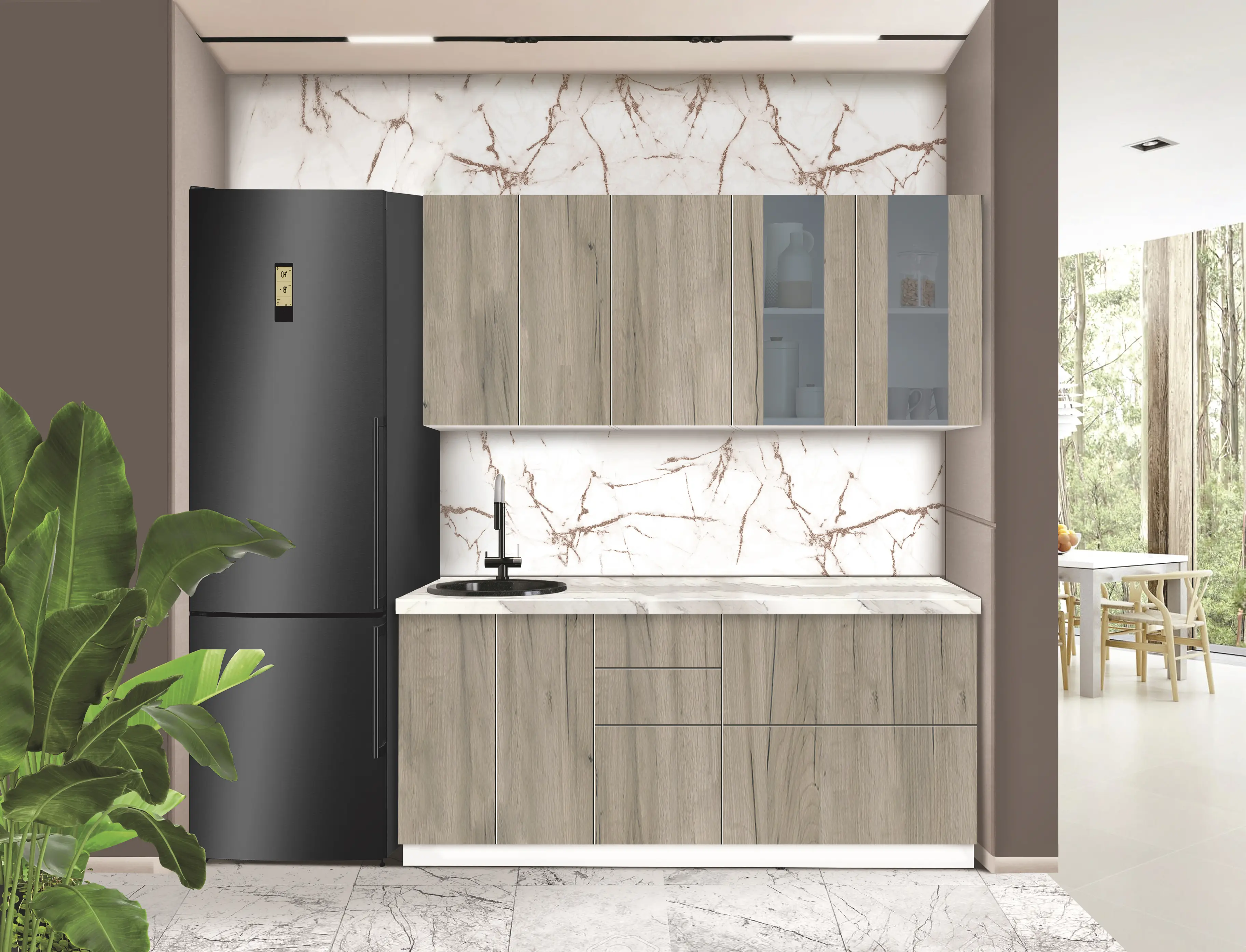 Модульная кухня Modern Dolce Vita Витрина 2 H68 1.8m - 11