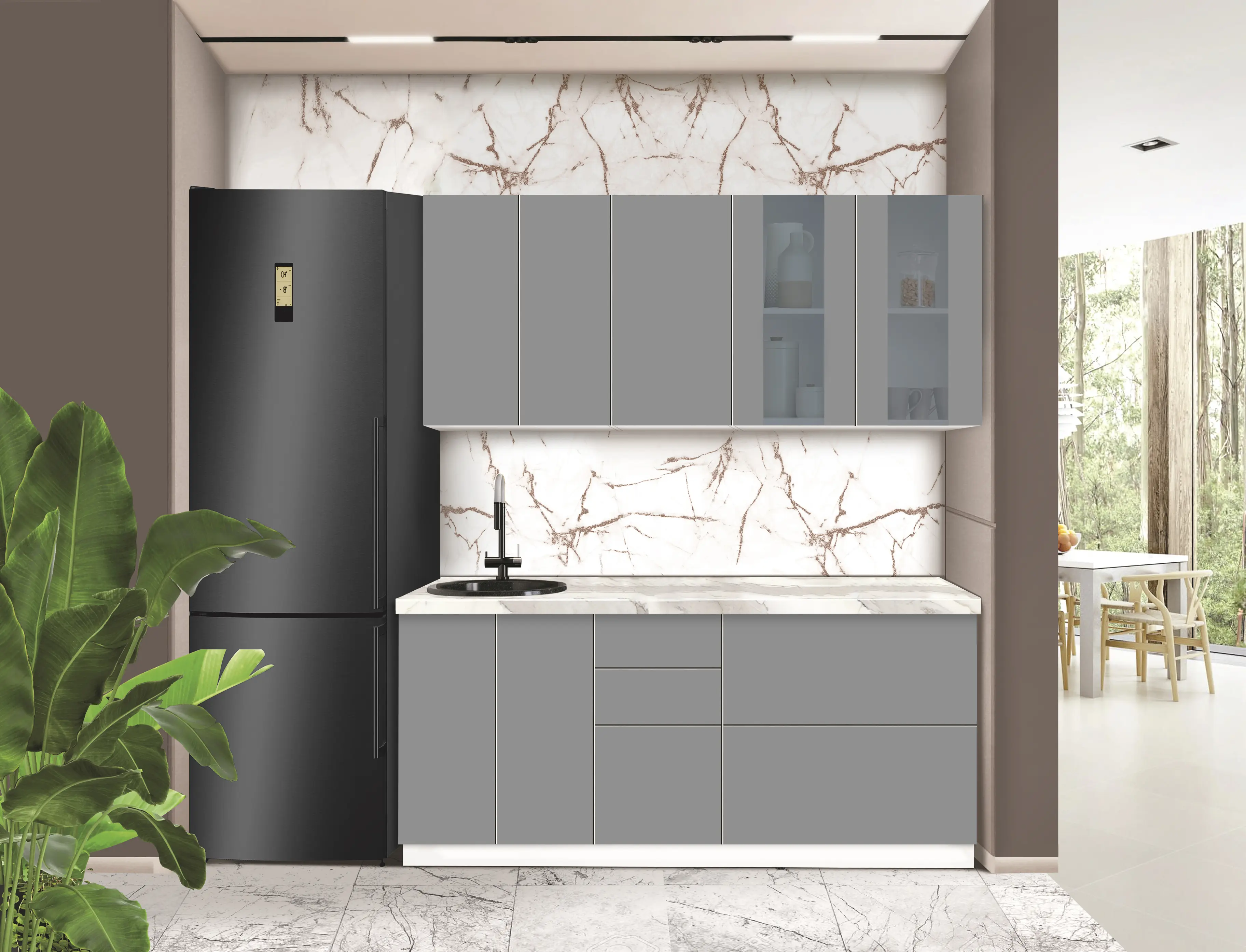 Модульная кухня Modern Dolce Vita Витрина 2 H68 1.8m - 6