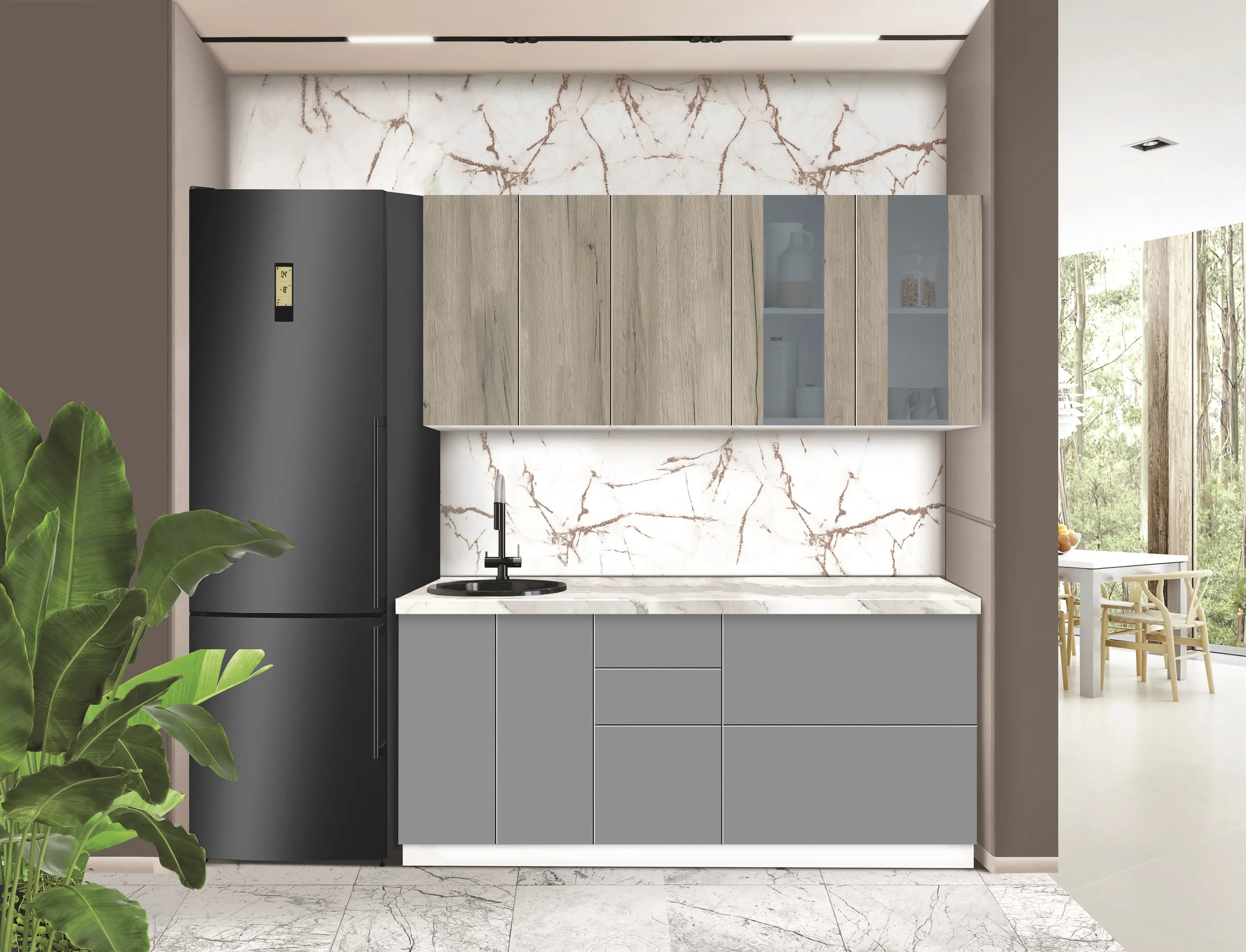 Модульная кухня Modern Dolce Vita Витрина 2 H68 1.8m - 7