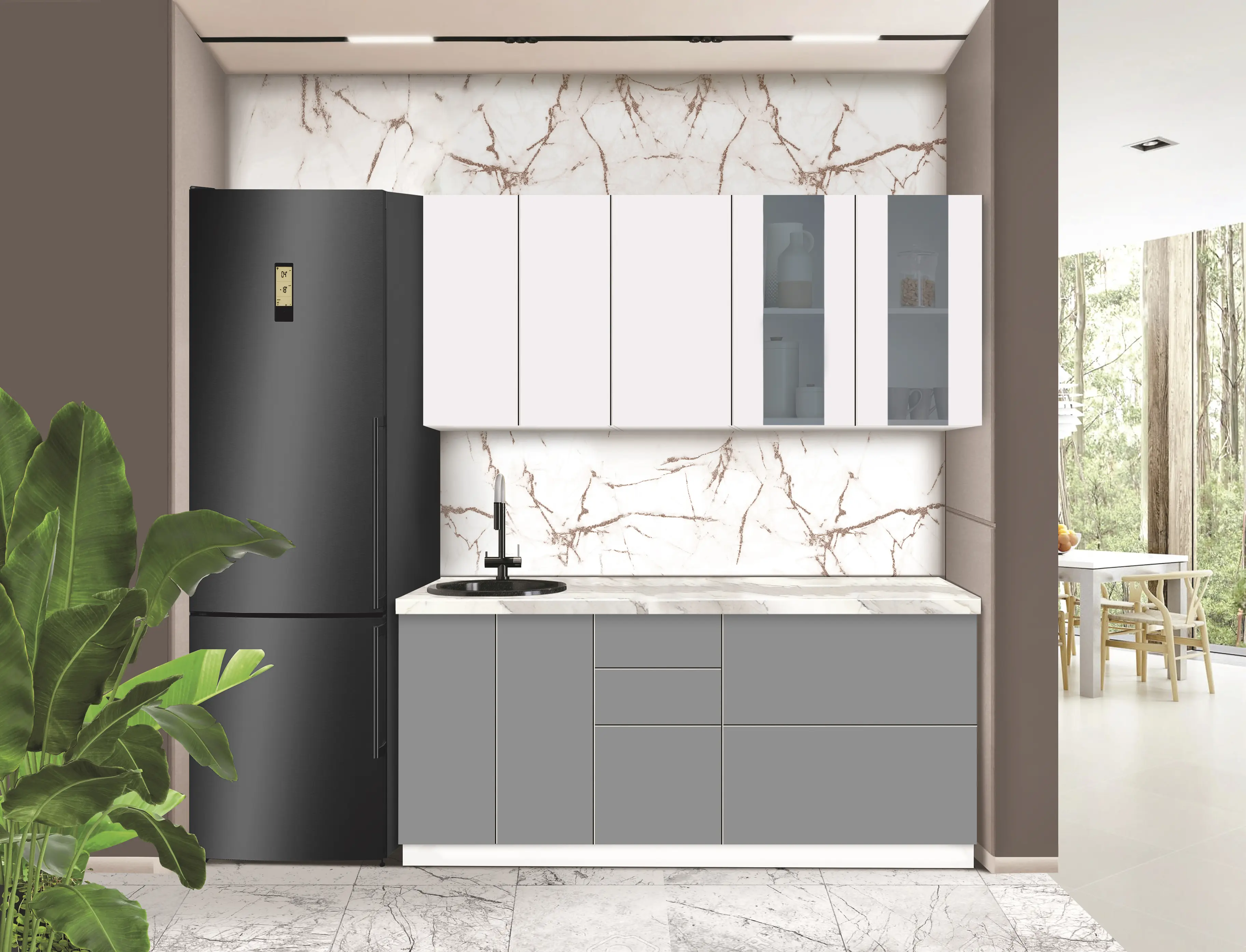 Модульная кухня Modern Dolce Vita Витрина 2 H68 1.8m - 8