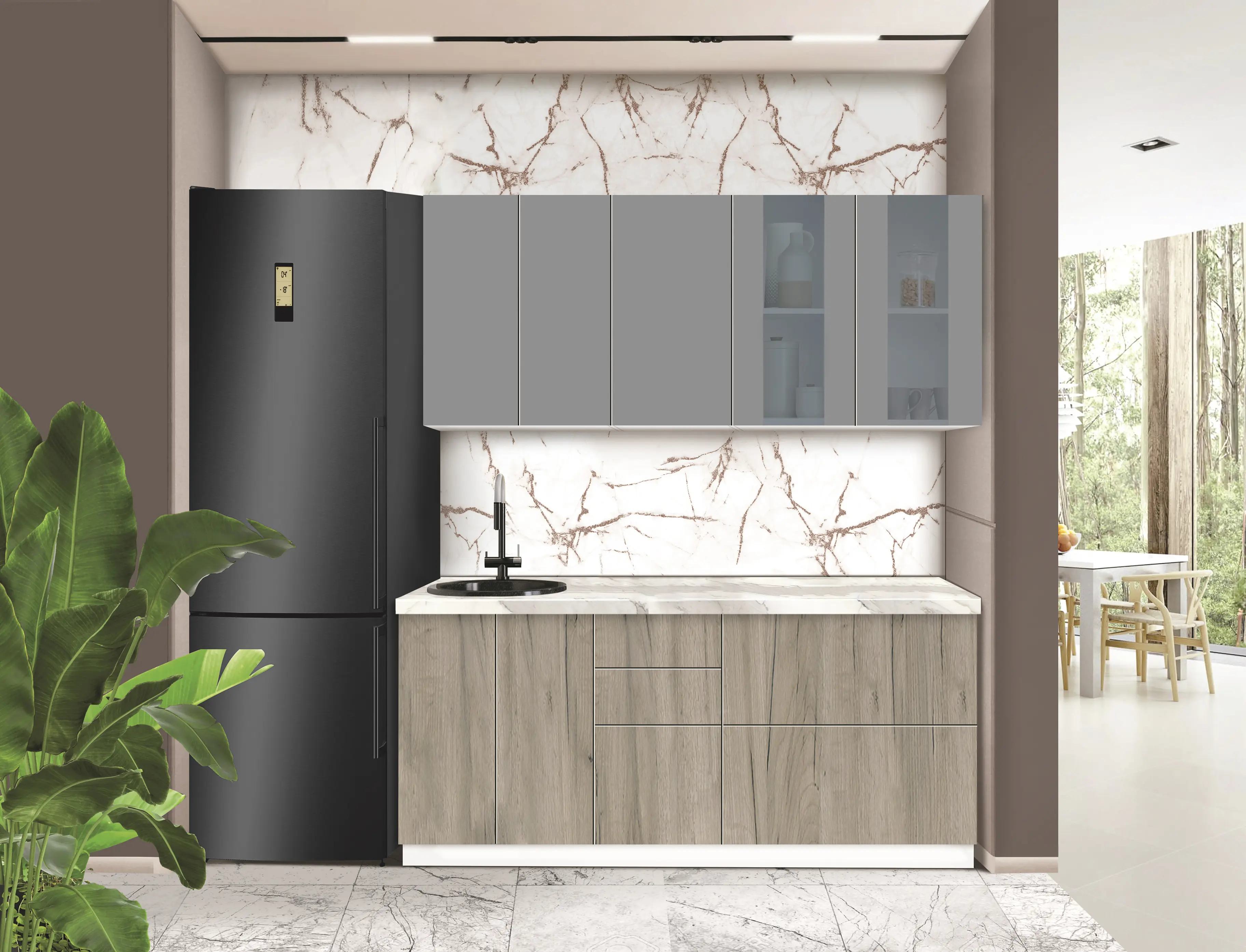 Модульная кухня Modern Dolce Vita Витрина 2 H68 1.8m - 9