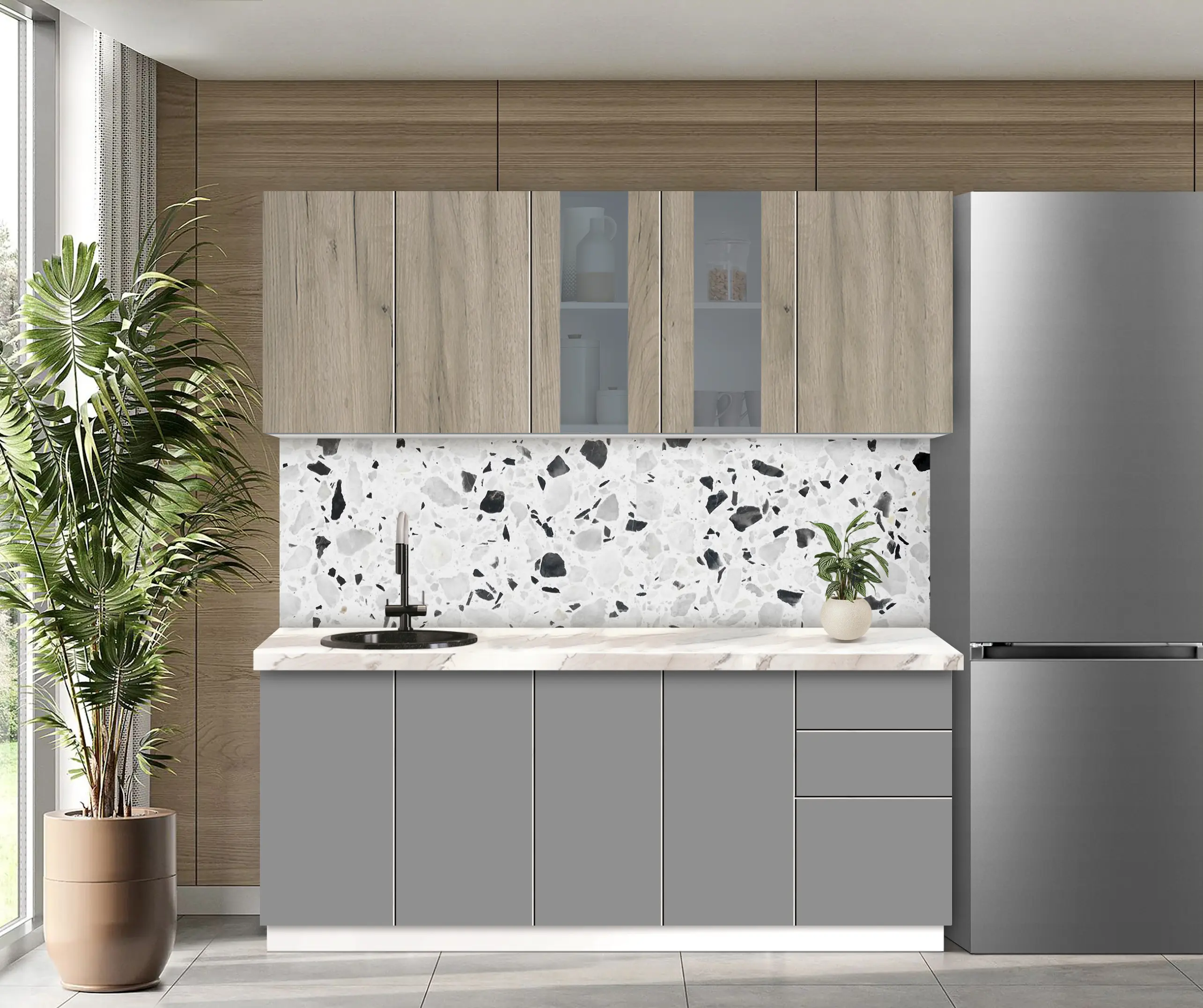 Модульная кухня Modern Dolce Vita Витрина 2 H68 2.0m - 6