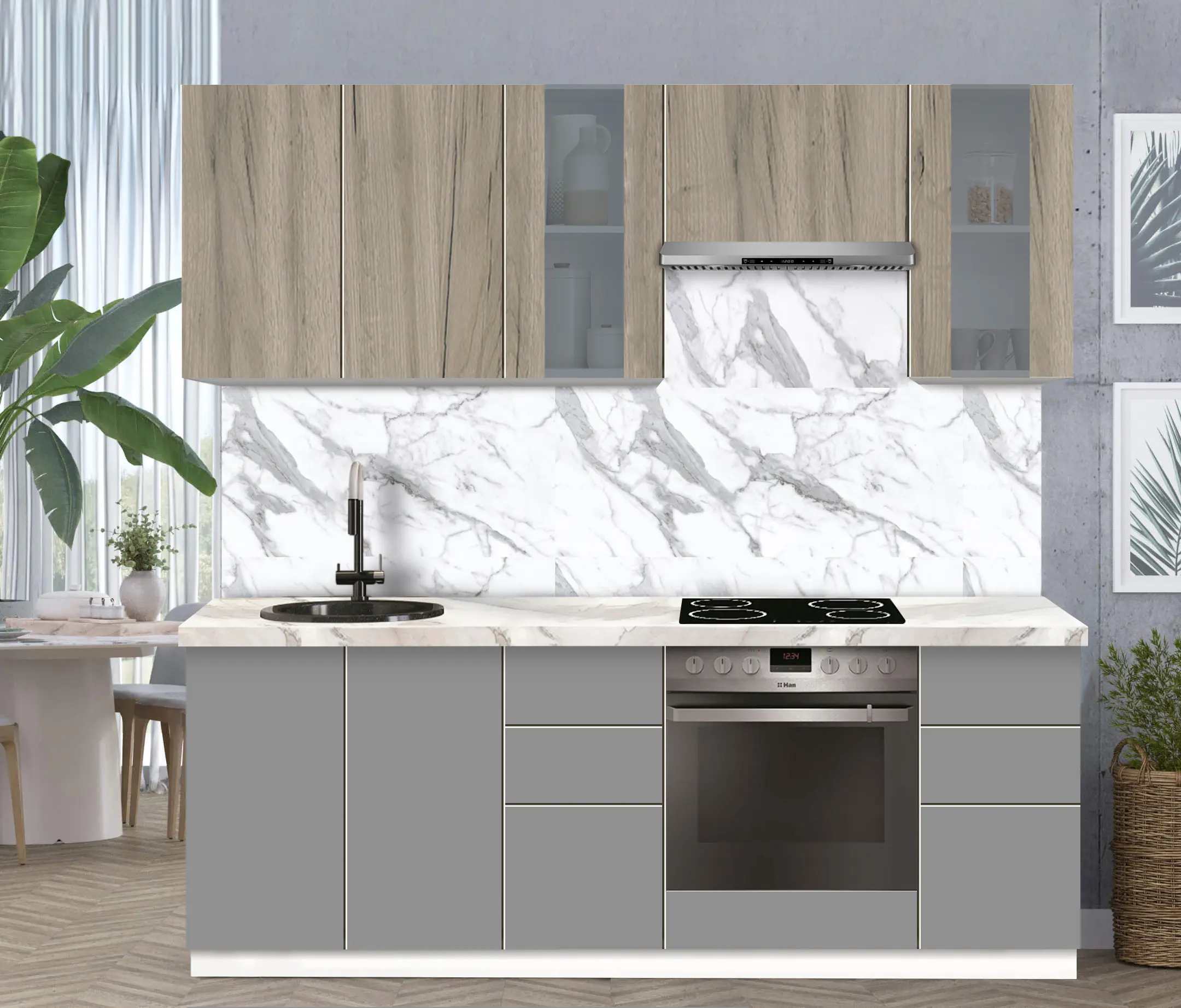 Модульная кухня Modern Dolce Vita Витрина 2 H68 2.2m - 7