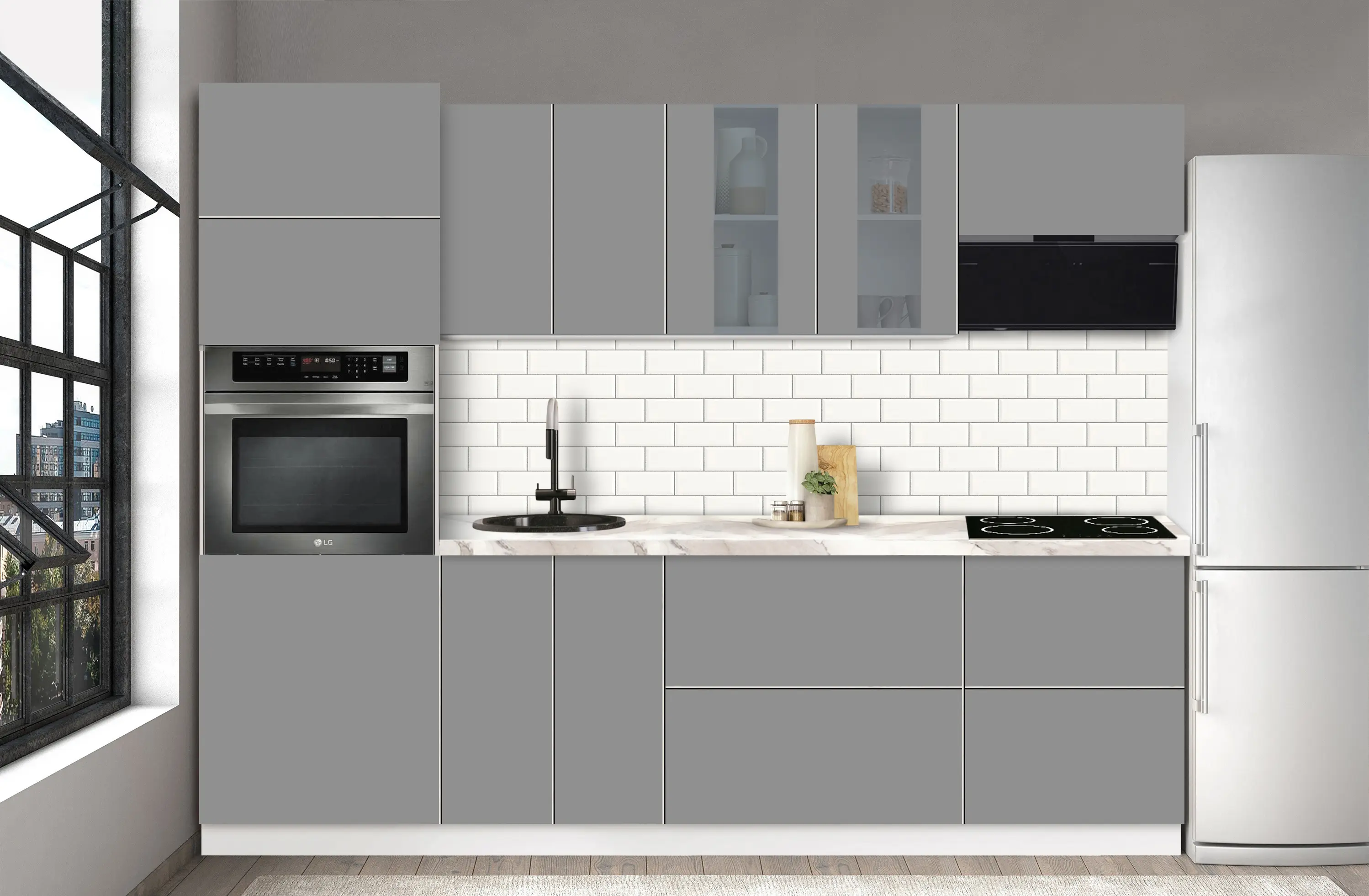 Bucatarie modulara Modern Dolce Vita Vitrina 2 H68 2.6m - 6