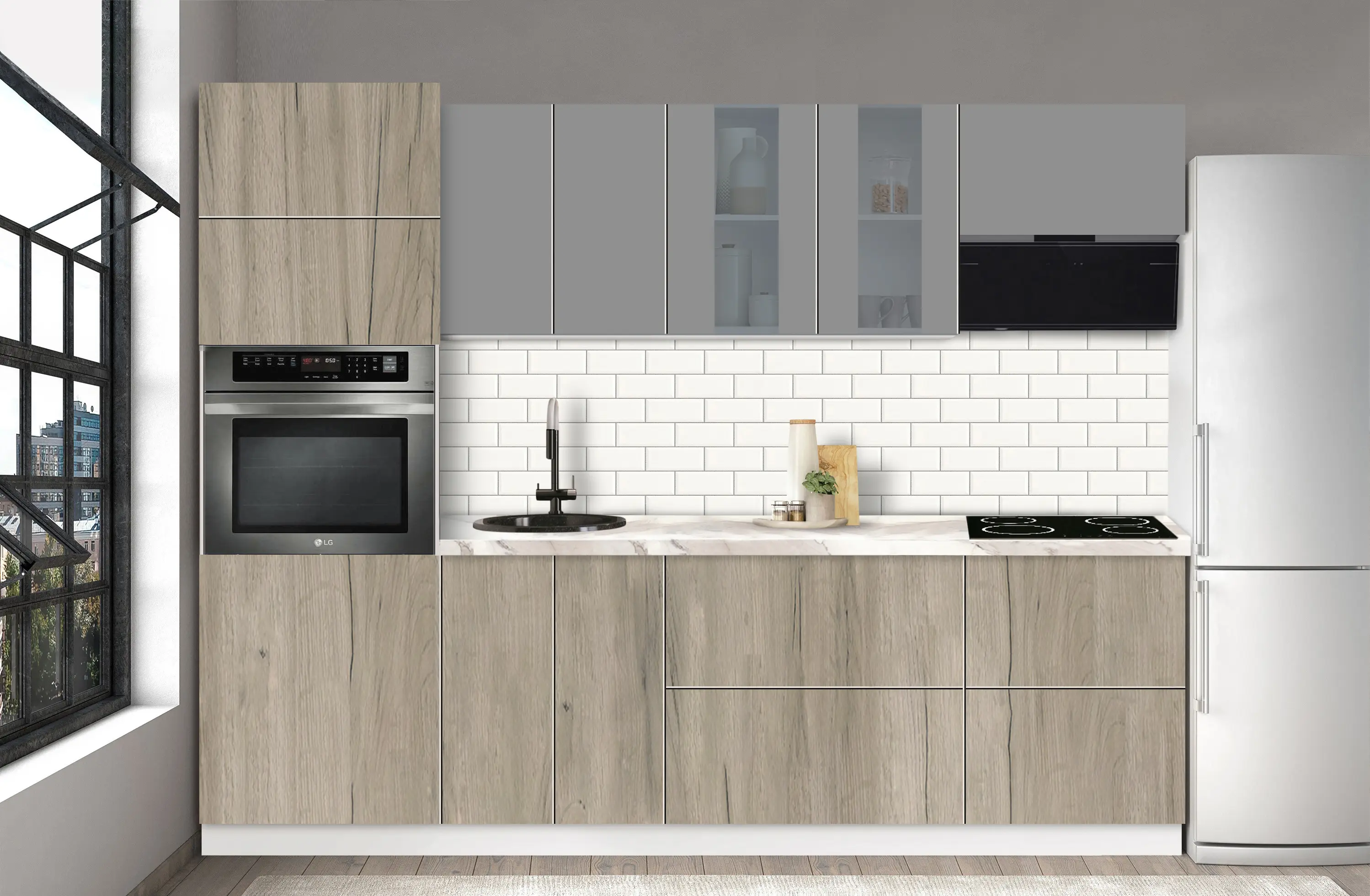 Bucatarie modulara Modern Dolce Vita Vitrina 2 H68 2.6m - 9