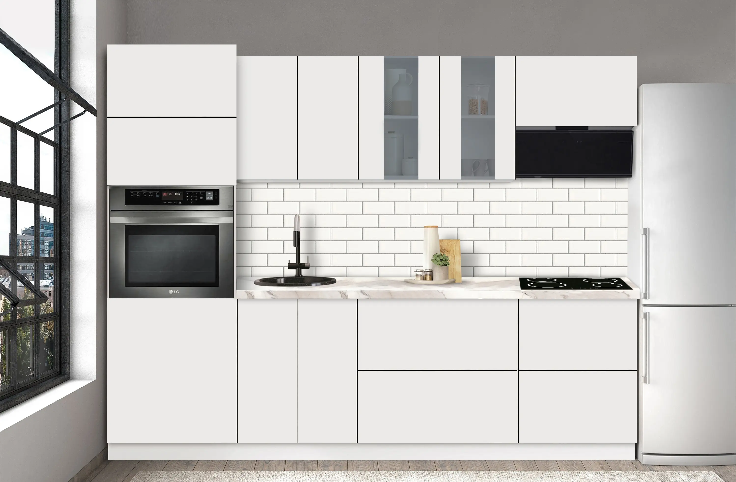 Bucatarie modulara Modern Dolce Vita Vitrina 2 H68 2.6m - 10