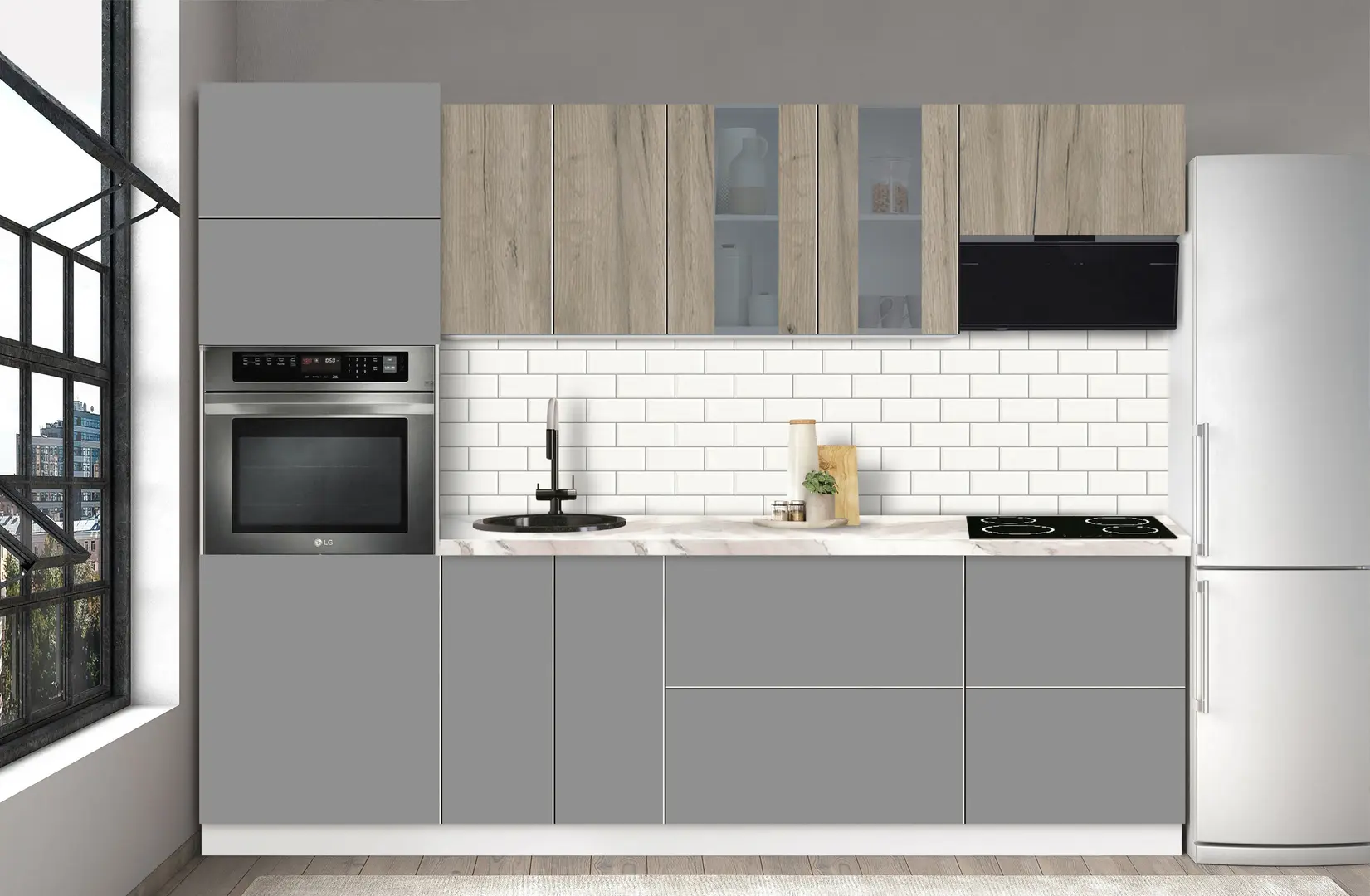 Bucatarie modulara Modern Dolce Vita Vitrina 2 H68 2.6m