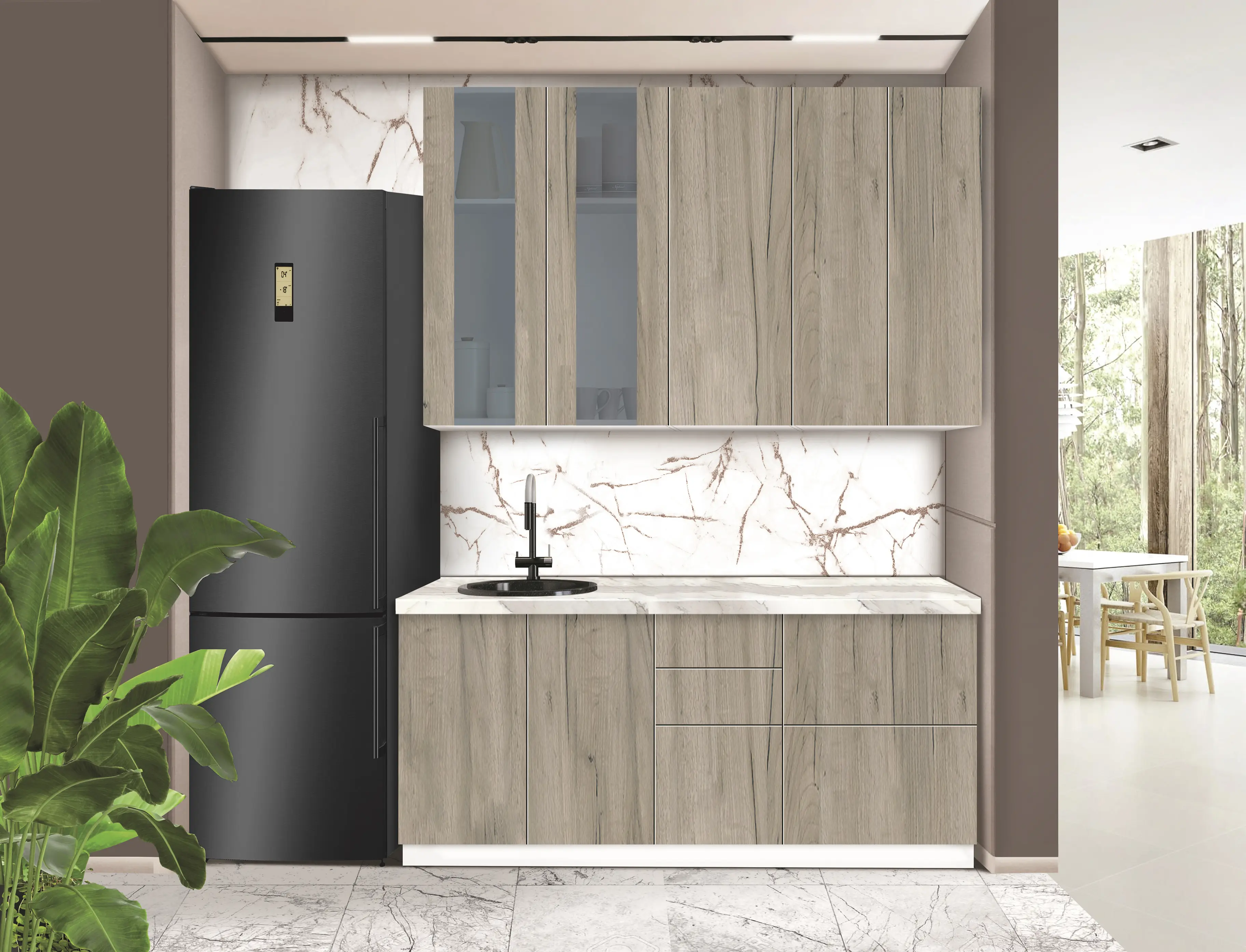 Bucatarie modulara Modern Dolce Vita Vitrina 3 H110 1.8m - 11