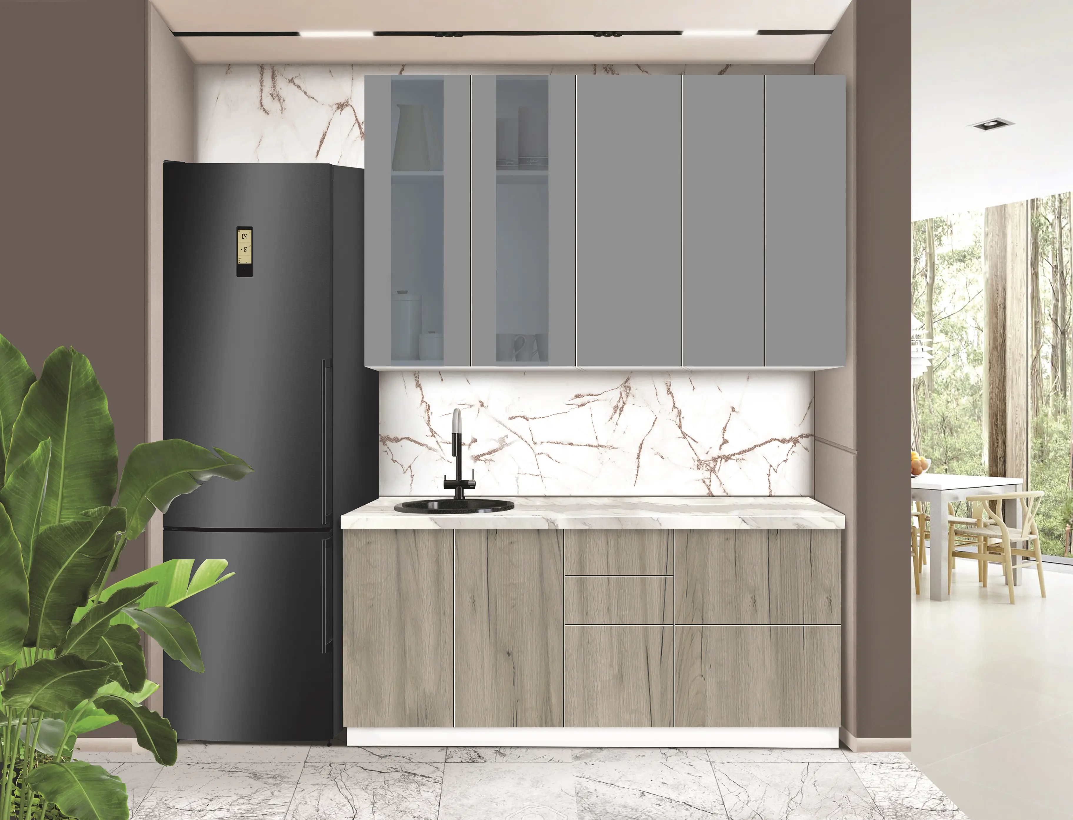 Bucatarie modulara Modern Dolce Vita Vitrina 3 H110 1.8m - 9