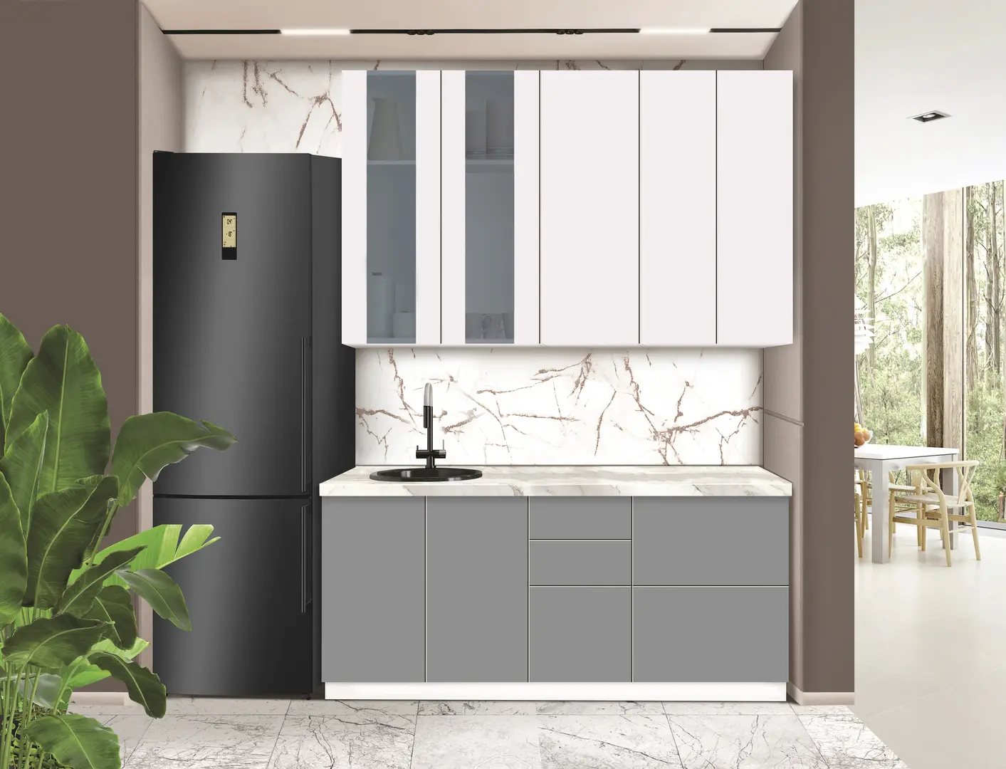 Bucatarie modulara Modern Dolce Vita Vitrina 3 H110 1.8m