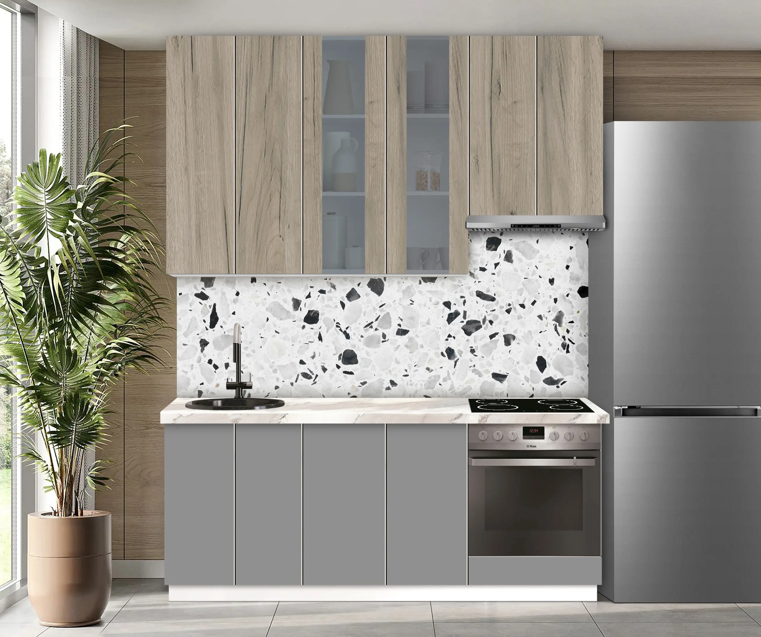 Bucatarie modulara Modern Dolce Vita Vitrina 3 H110 2.0m - 11