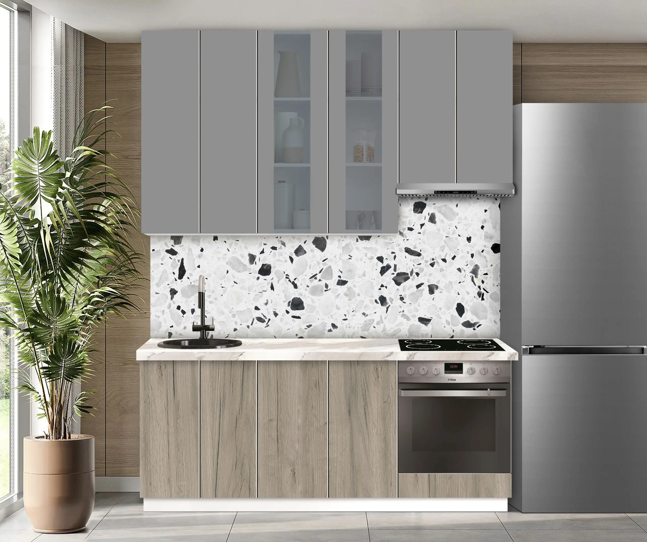 Bucatarie modulara Modern Dolce Vita Vitrina 3 H110 2.0m - 8