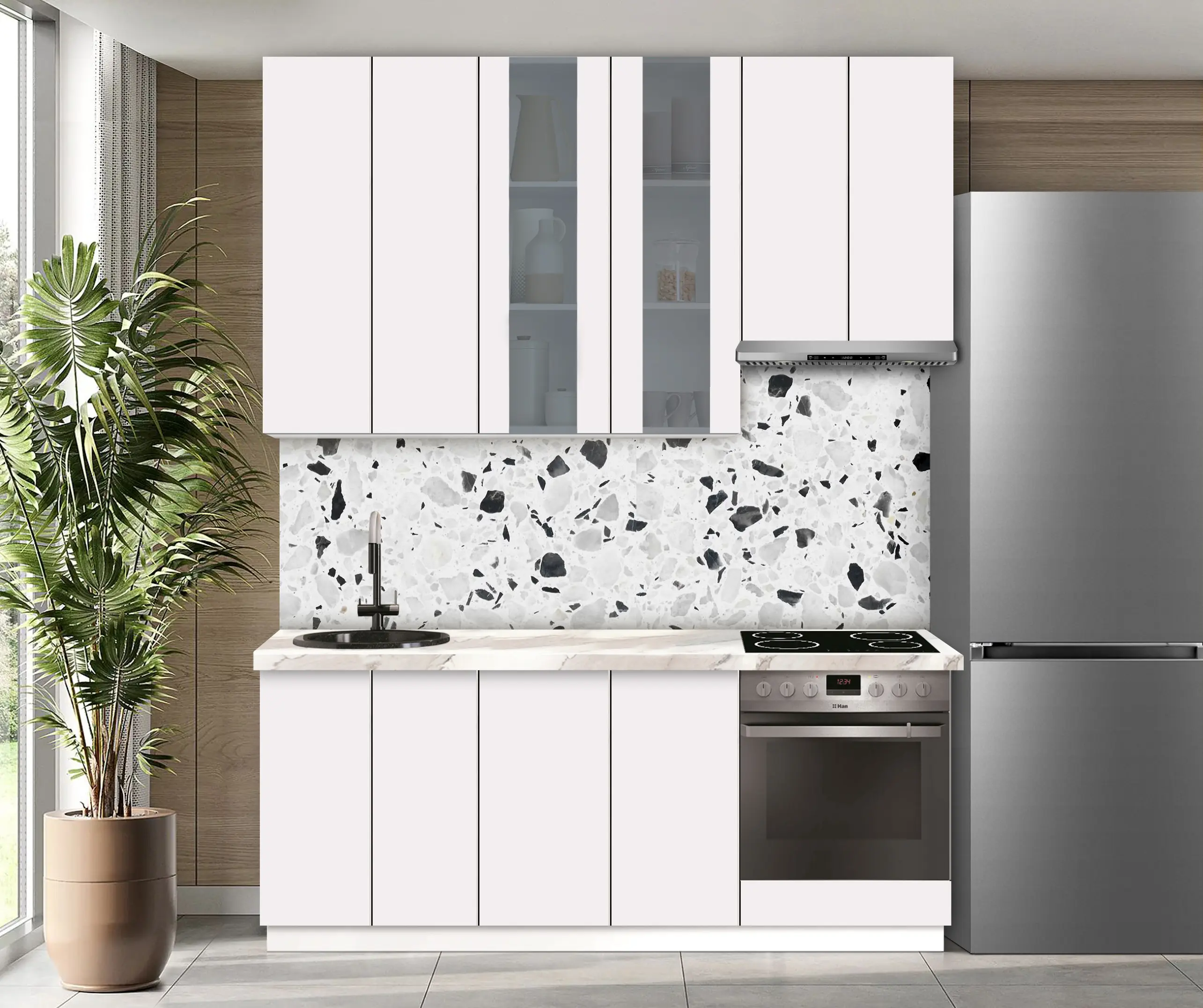 Bucatarie modulara Modern Dolce Vita Vitrina 3 H110 2.0m - 9