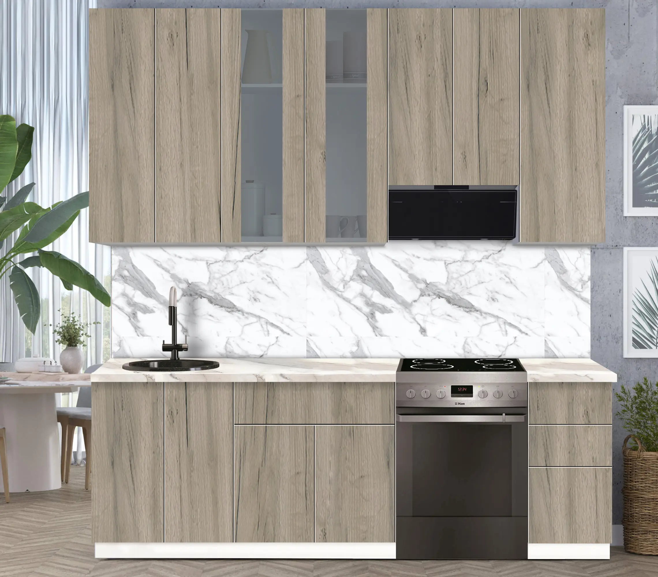 Bucatarie modulara Modern Dolce Vita Vitrina 3 H110 2.4m - 11