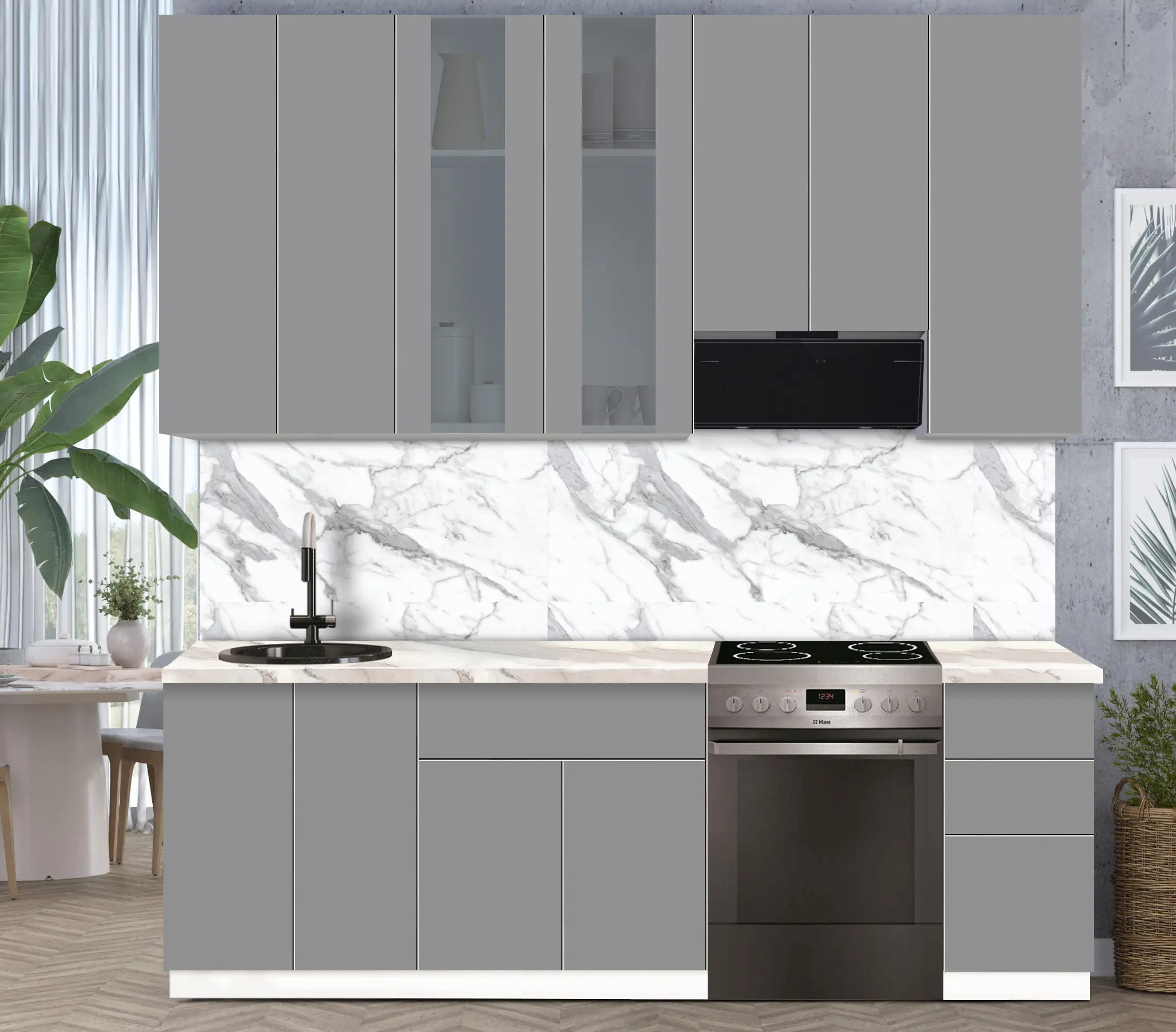 Bucatarie modulara Modern Dolce Vita Vitrina 3 H110 2.4m - 6