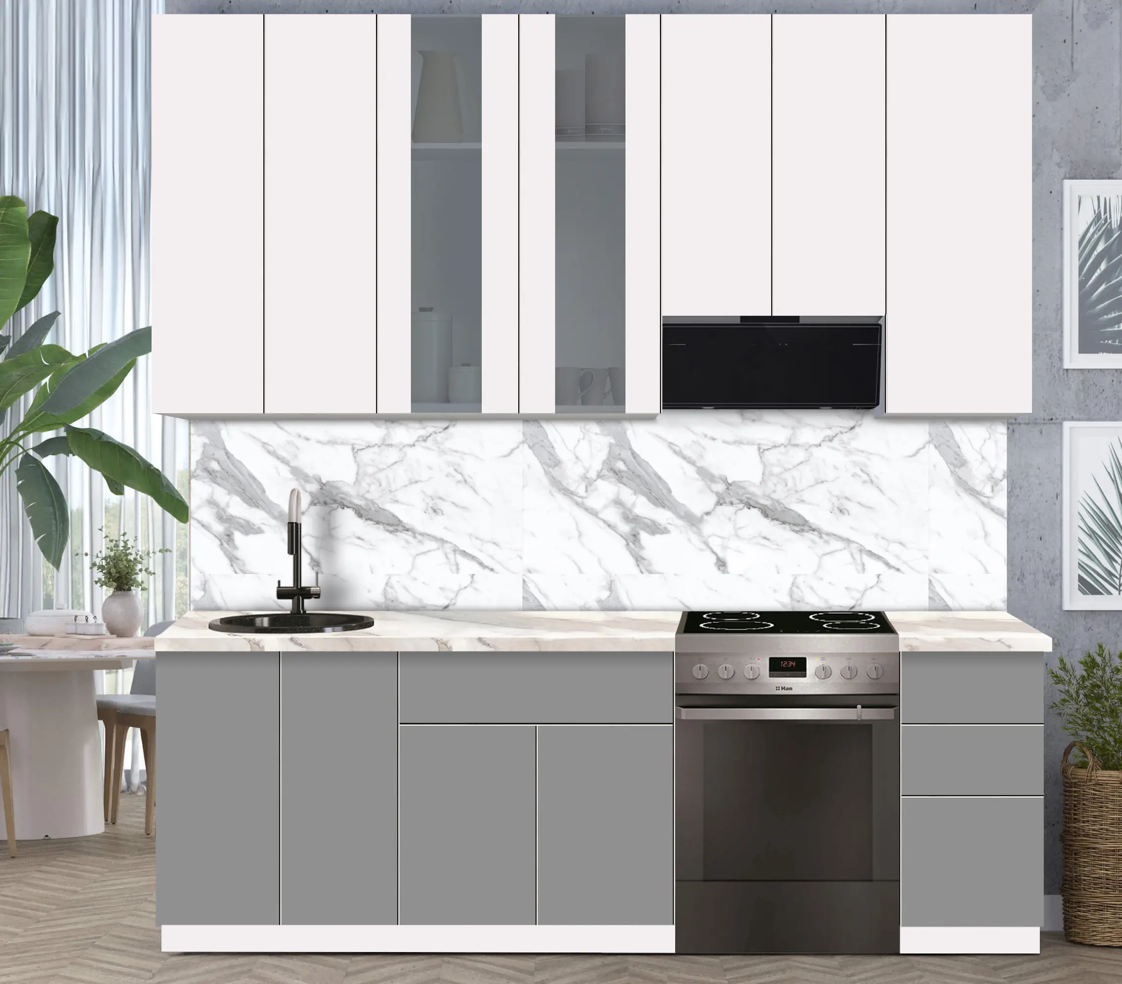 Bucatarie modulara Modern Dolce Vita Vitrina 3 H110 2.4m - 8