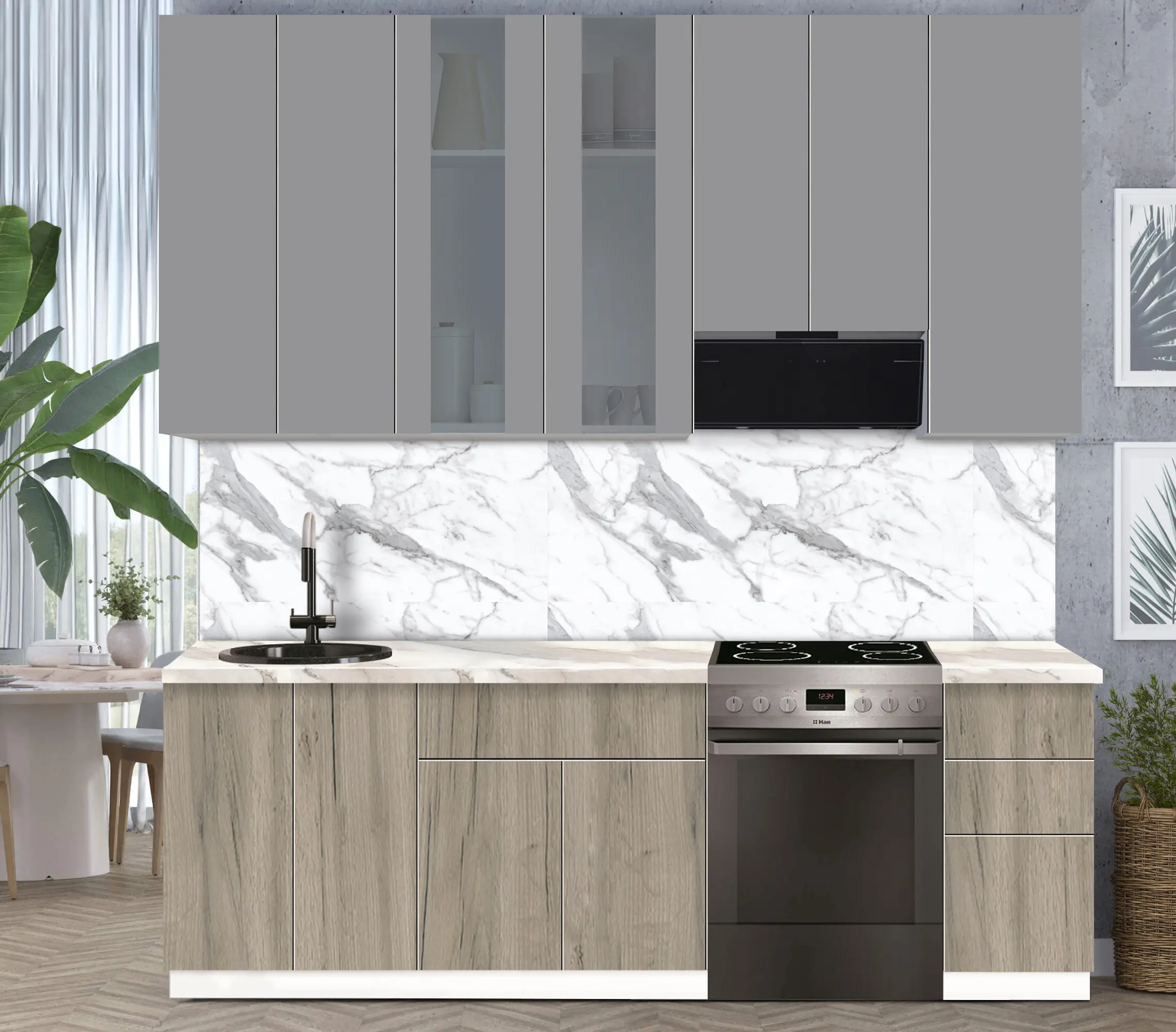 Bucatarie modulara Modern Dolce Vita Vitrina 3 H110 2.4m - 9