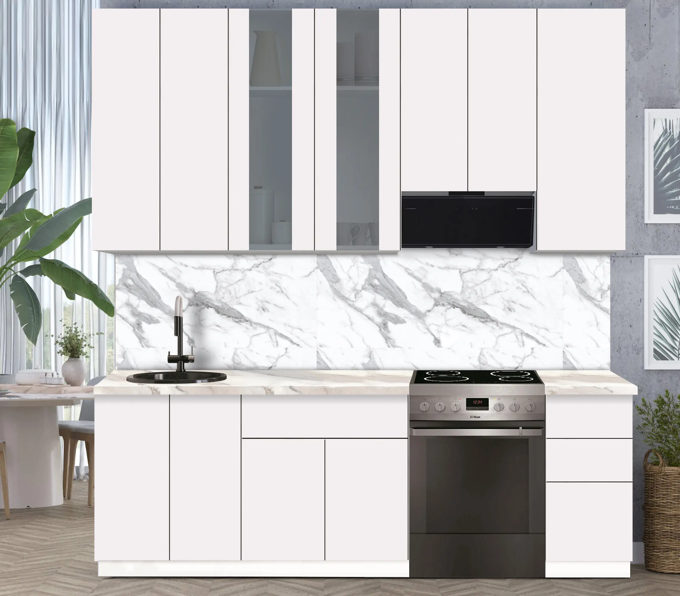 Bucatarie modulara Modern Dolce Vita Vitrina 3 H110 2.4m - 10