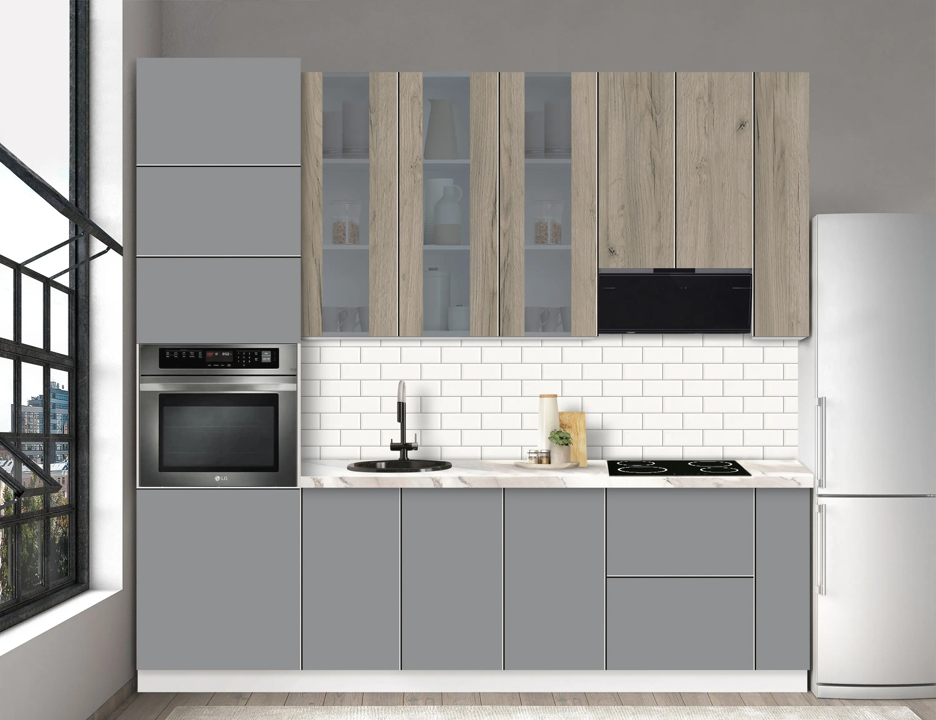 Bucatarie modulara Modern Dolce Vita Vitrina 3 H110 2.6m - 6